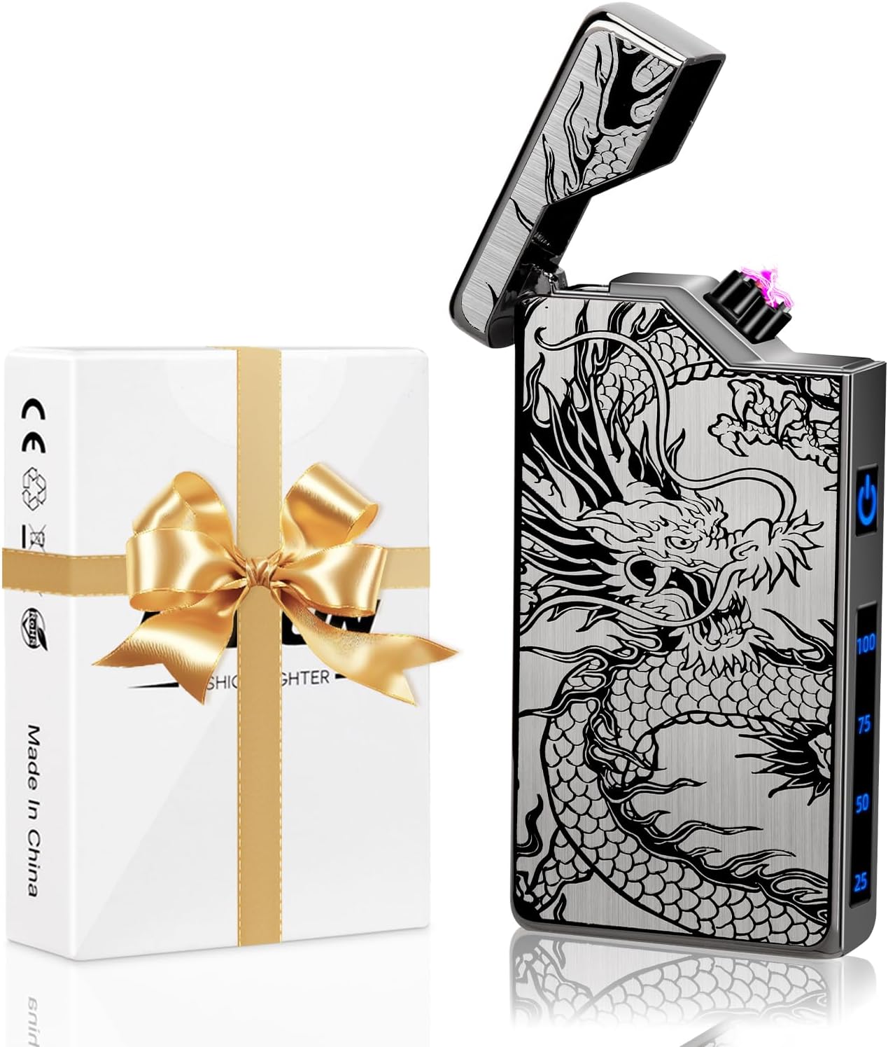 Valentines Gifts for Him Boyfriend Men: Electric Arc Plasma Dragon Lighter, Portable Rechargeable USB C Lighter Windproof and Flameless for Outdoor Camping Hiking, Cool Gadgets for Men