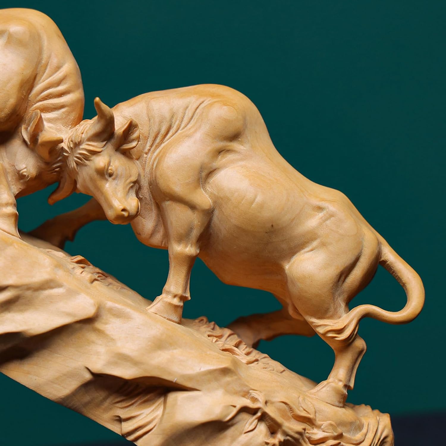 Bull Statue Feng Shui Wall Street Bull Statue,Miniature Boxwood Bull Home Decor, Stock Market Charging Bull Sculpture - Image 7