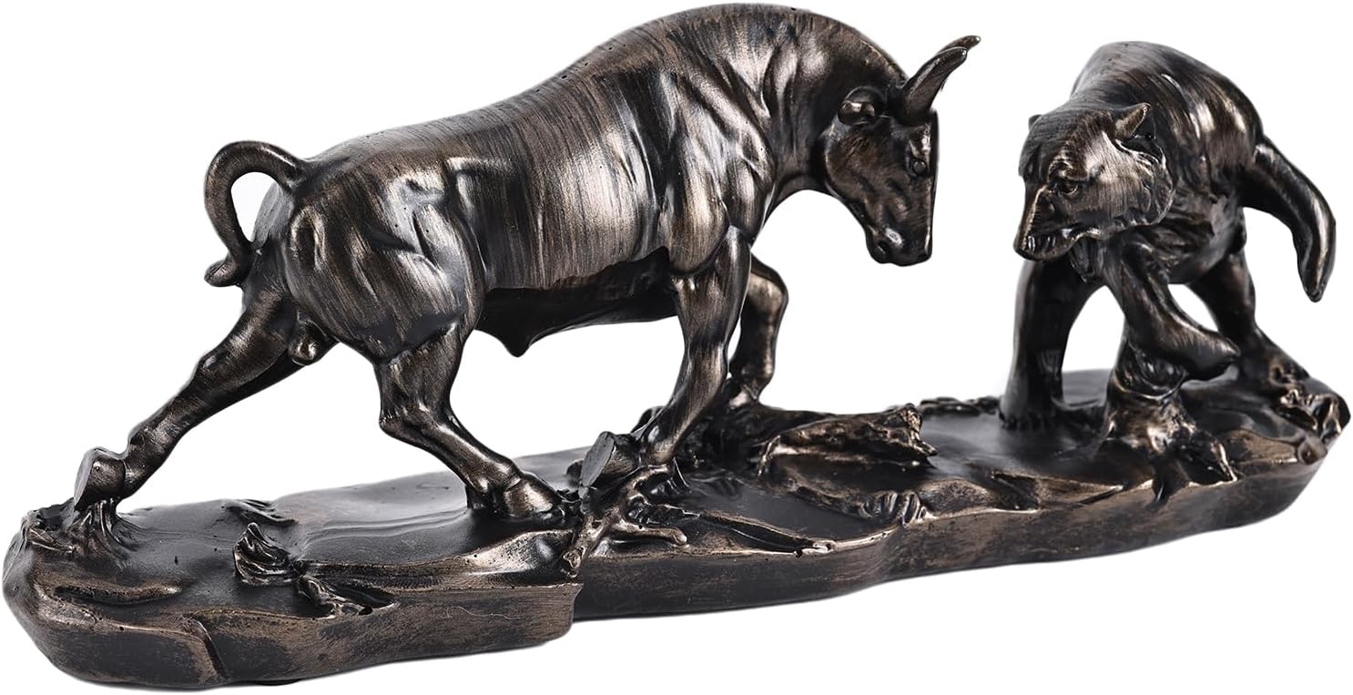 Bull Statue - Wall Street Charging Bull Decor for Finance Office, Stock Market Gifts & Forex Accessories