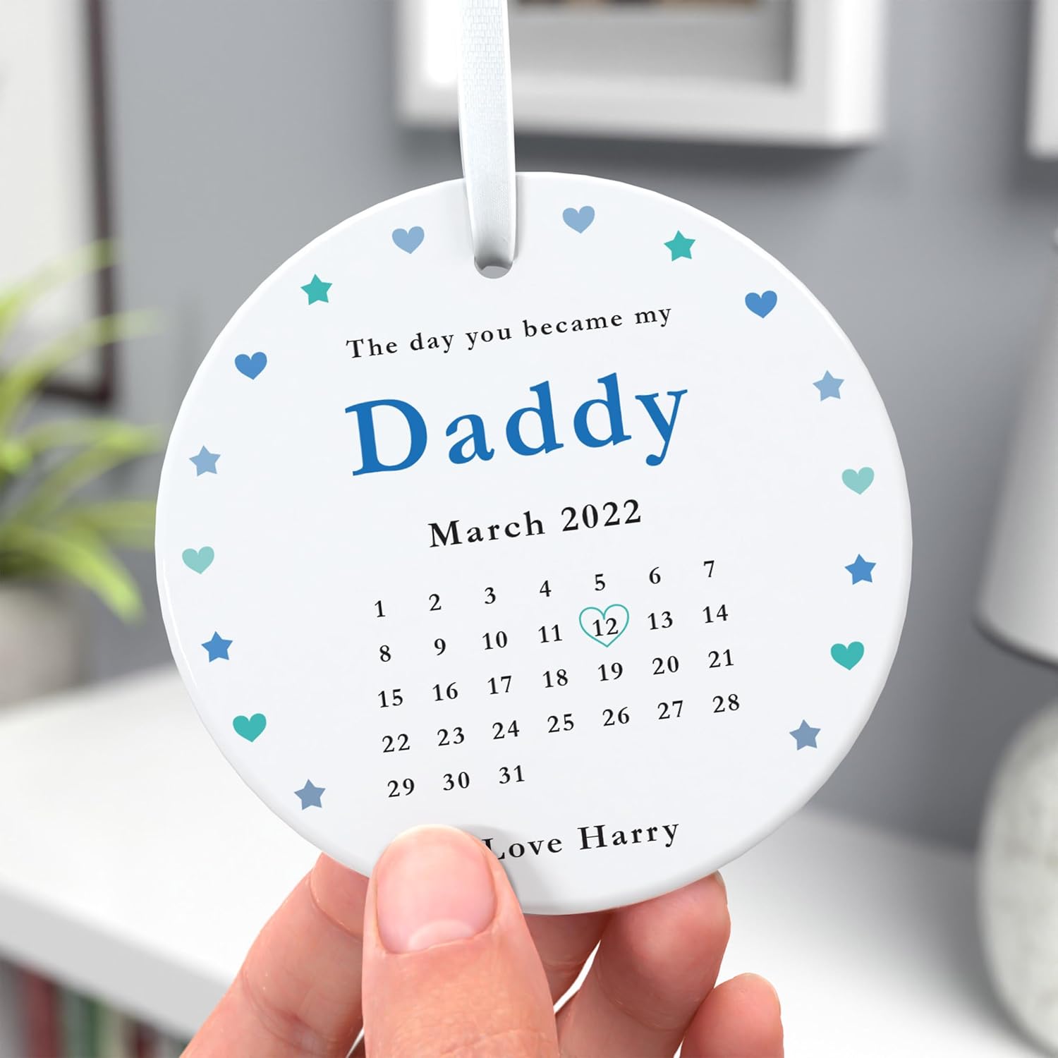 Personalised Daddy Gifts From Son Daughter Baby, The Day You Became My Daddy, 1st First Fathers Day Gift, Dad Grandad Uncle, Ceramic Keepsake With Gift Box - Image 3