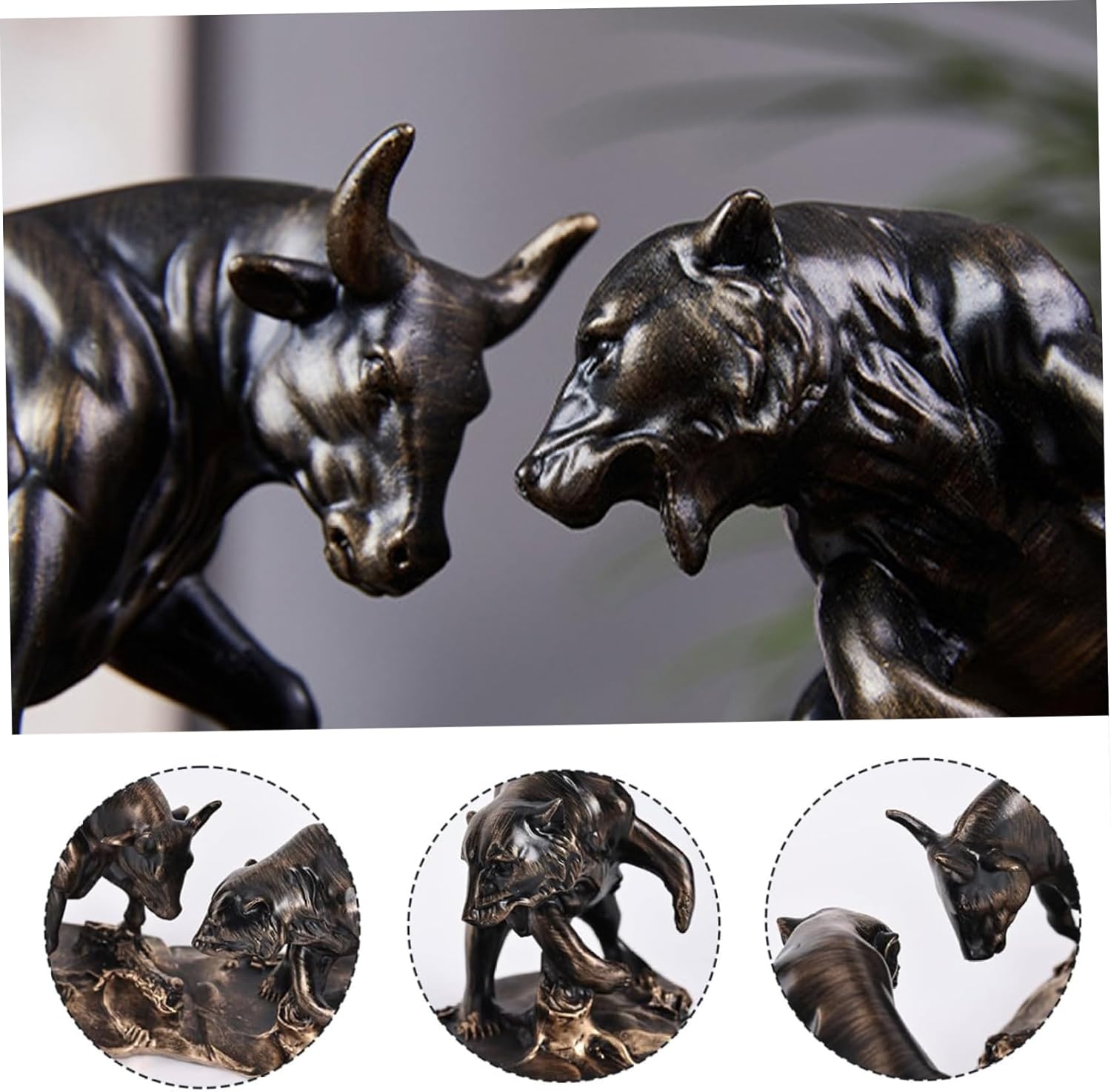 Bronze Wall Street Bull Statue Finance Office Stock Market Forex Decor - Image 3