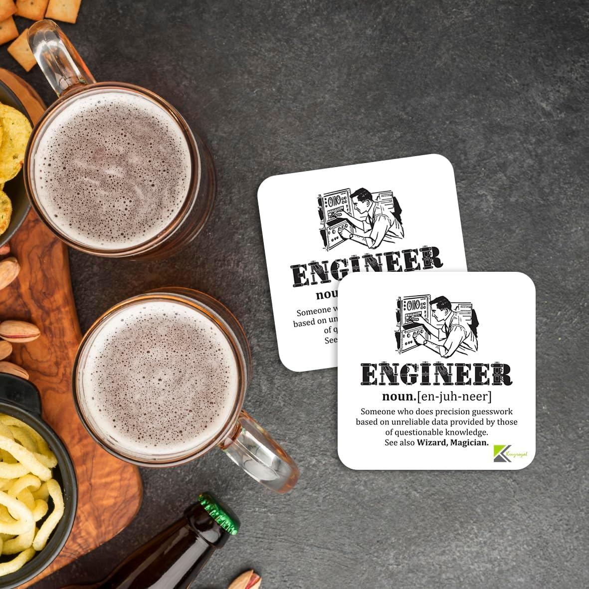Engineer Definition Coaster | Funny Engineering Gift for Men Dad Colleagues | Wooden MDF Desk Accessory | Graduation Leaving Present - Image 3