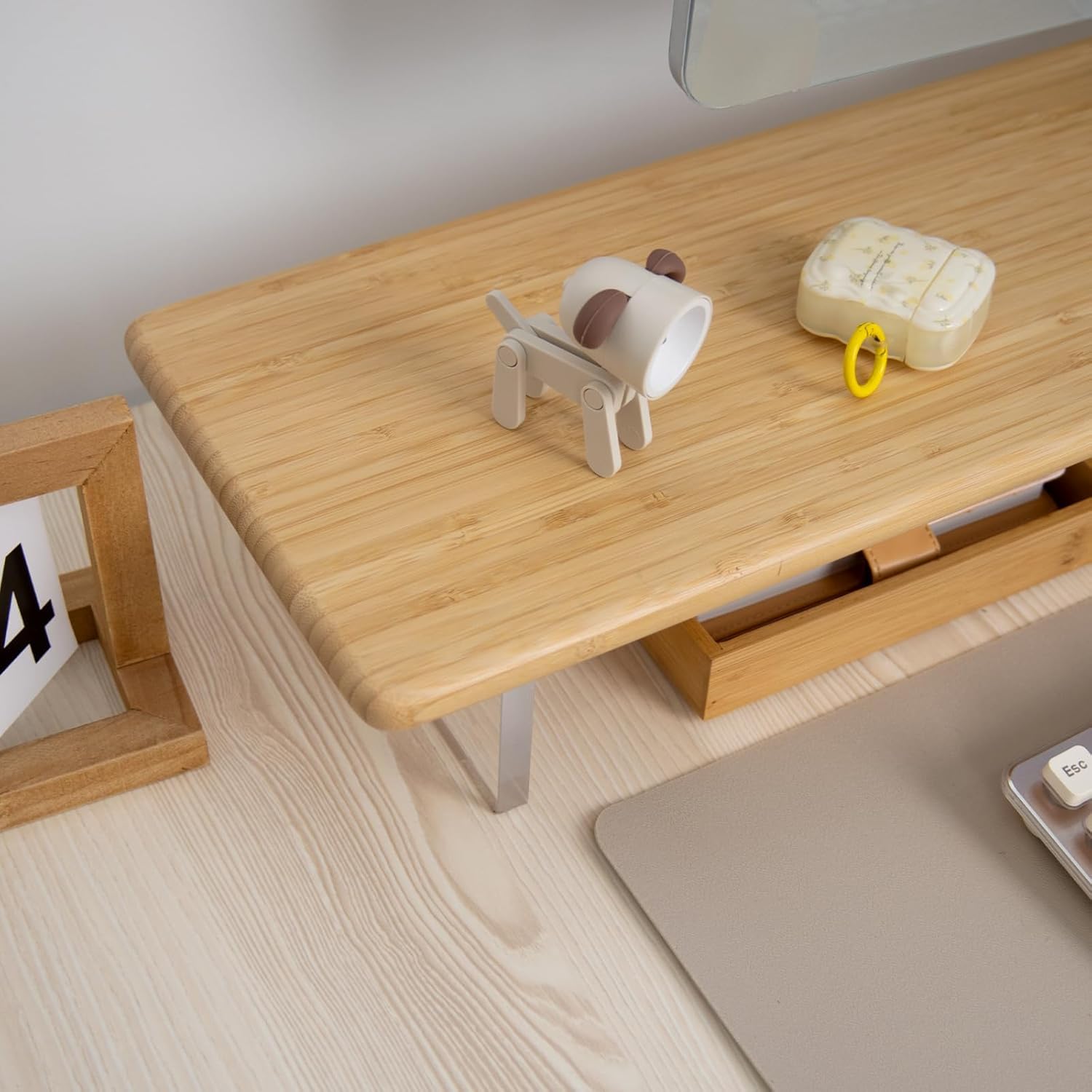 Bamboo Monitor Stand Riser with Acrylic Legs for Desk, 31.5 Inches Desktop Shelf Supports for PC Computer Monitor, Laptops, Printer, Speakers (Natural) - Image 7