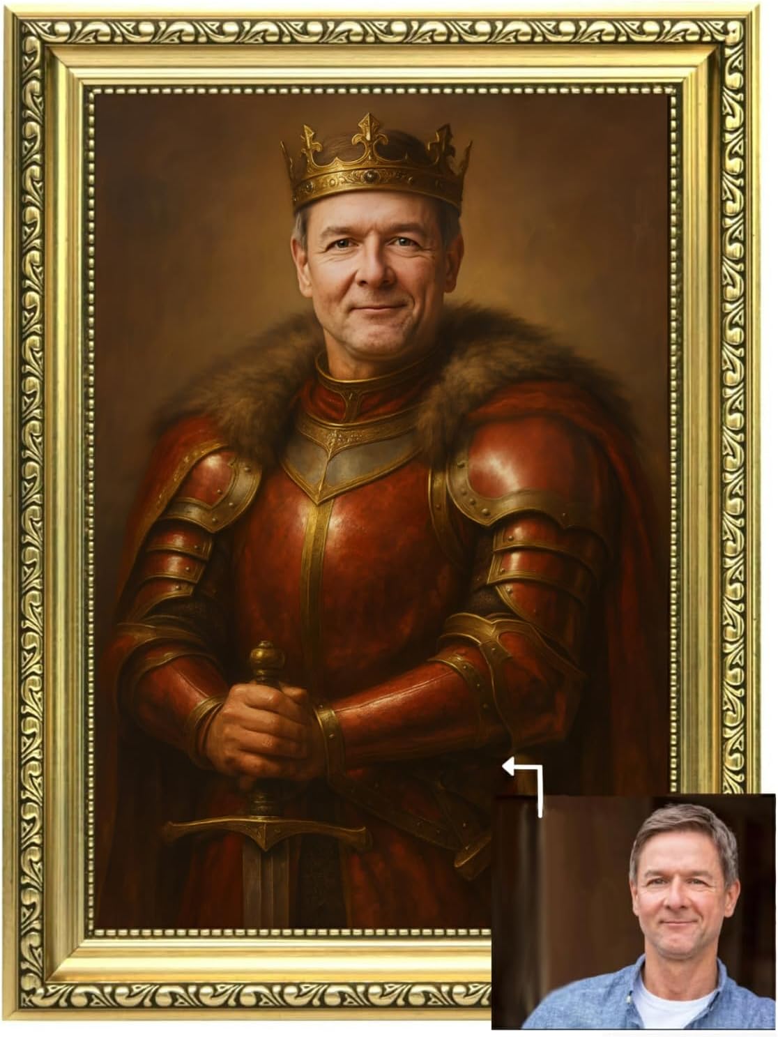 NotNiceThings Custom Royal Portrait for Dad – Personalised Painting Print | Unique Father’s Day Gift | Multiple Royal Styles | Unframed King for a Day Artwork