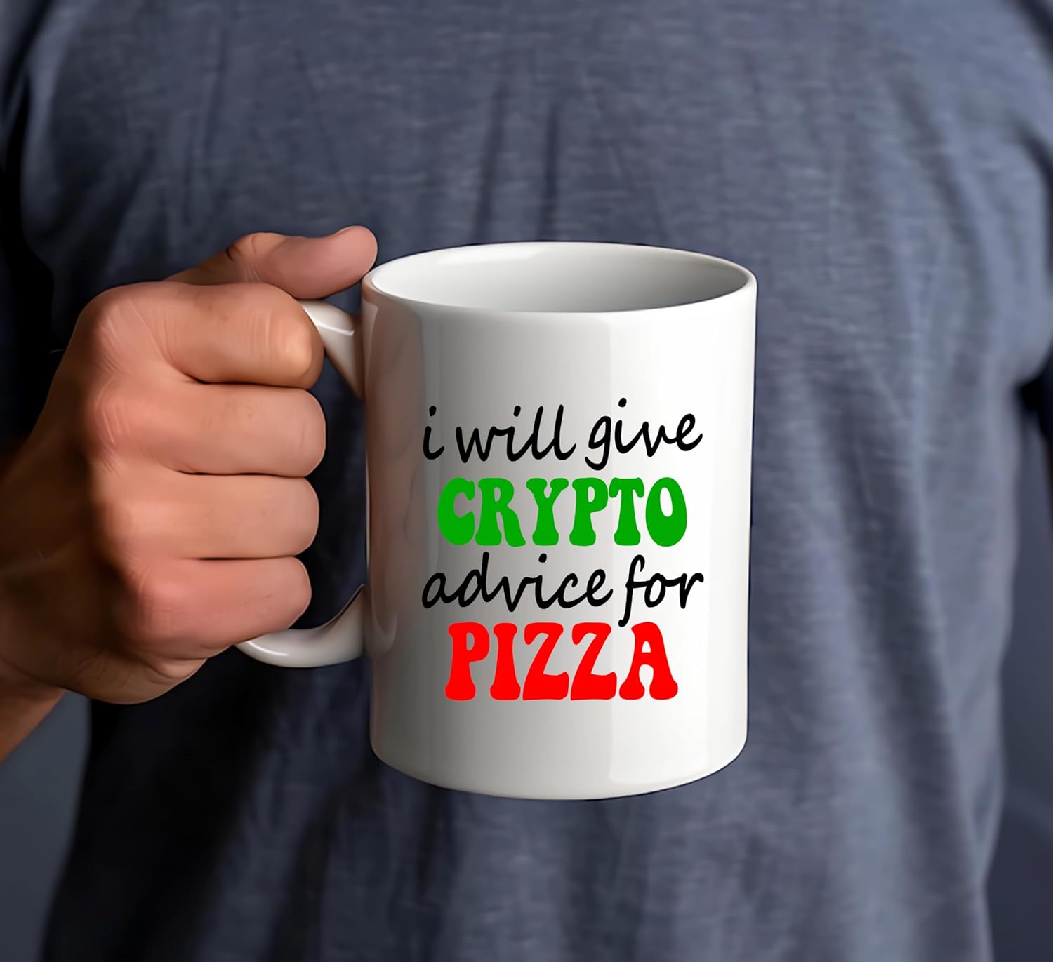 I Will Give Crypto Advice for Pizza 11oz Coffee Mug - Funny Cryptocurrency Enthusiast Mug - Bitcoin Blockchain Humor for Crypto Traders, HODLers, and Blockchain Nerds - Unique Gift for Coffee Lovers - Image 4