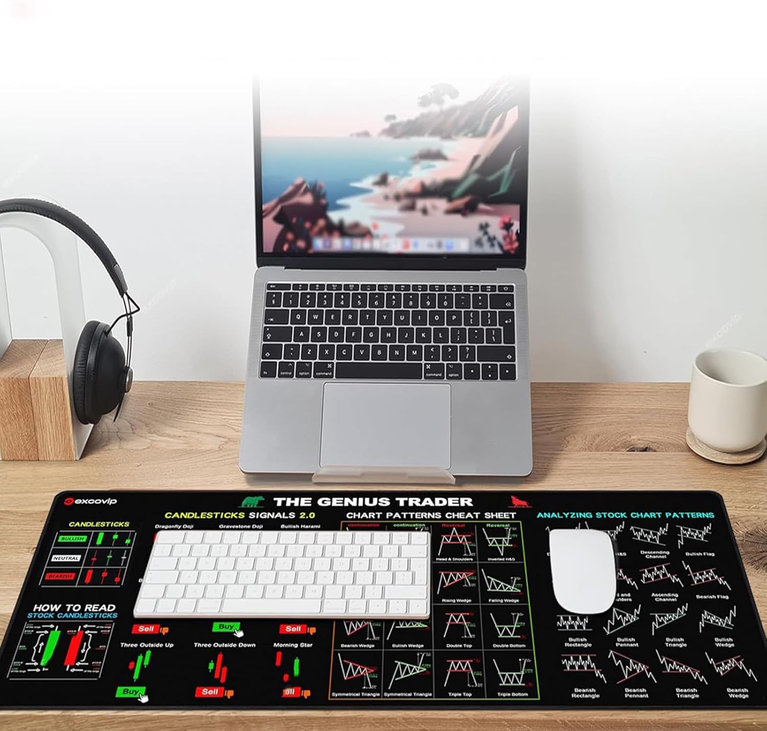 Börsenmarkets Mousse Pad - Suitable 30 x 80 x 0.2 cm Stock Market Computer Pad | Trader Trading Mousse Pad, Large Creative Desk Mat, Day Trading Desk Mat, Financial Keyboard Mat for Traders, Fi - Image 4