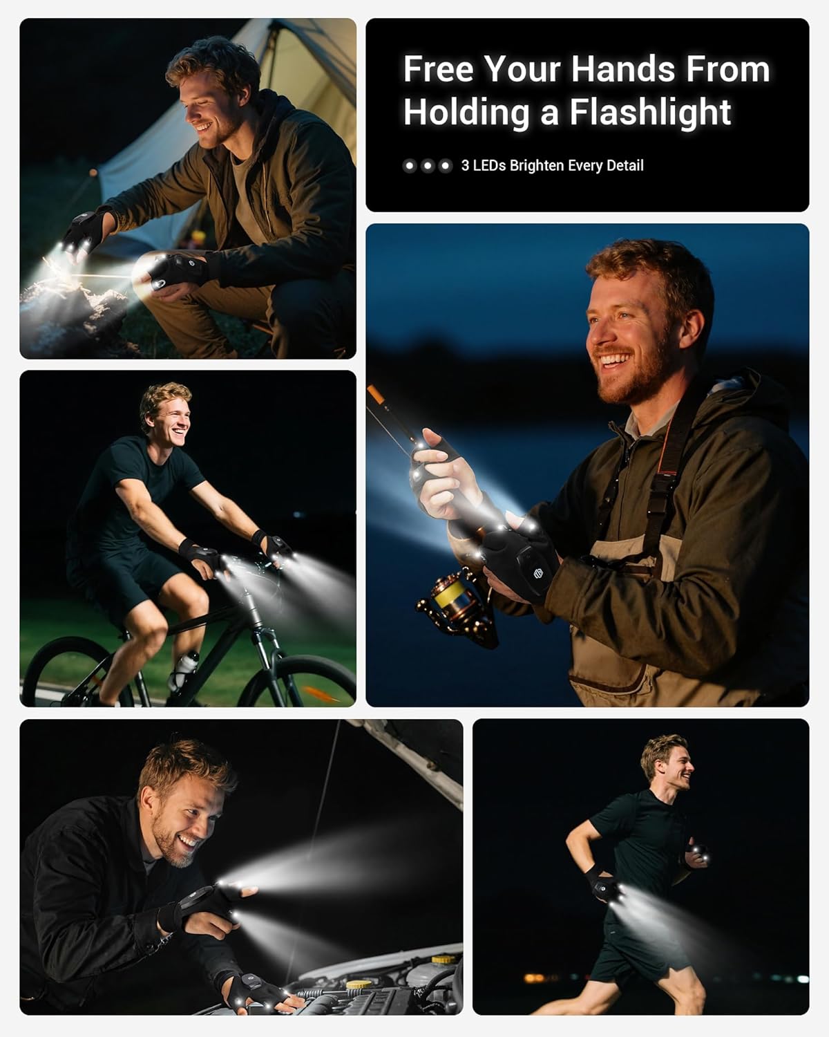 ThxToms Christmas Fishing Gifts for Men, LED Gloves with Lights, Stocking Fillers for Men Who Have Everything, Birthday Gadgets Gifts for Dad Grandad Husband Him 2025 Xmas Advent Calendar - Image 4