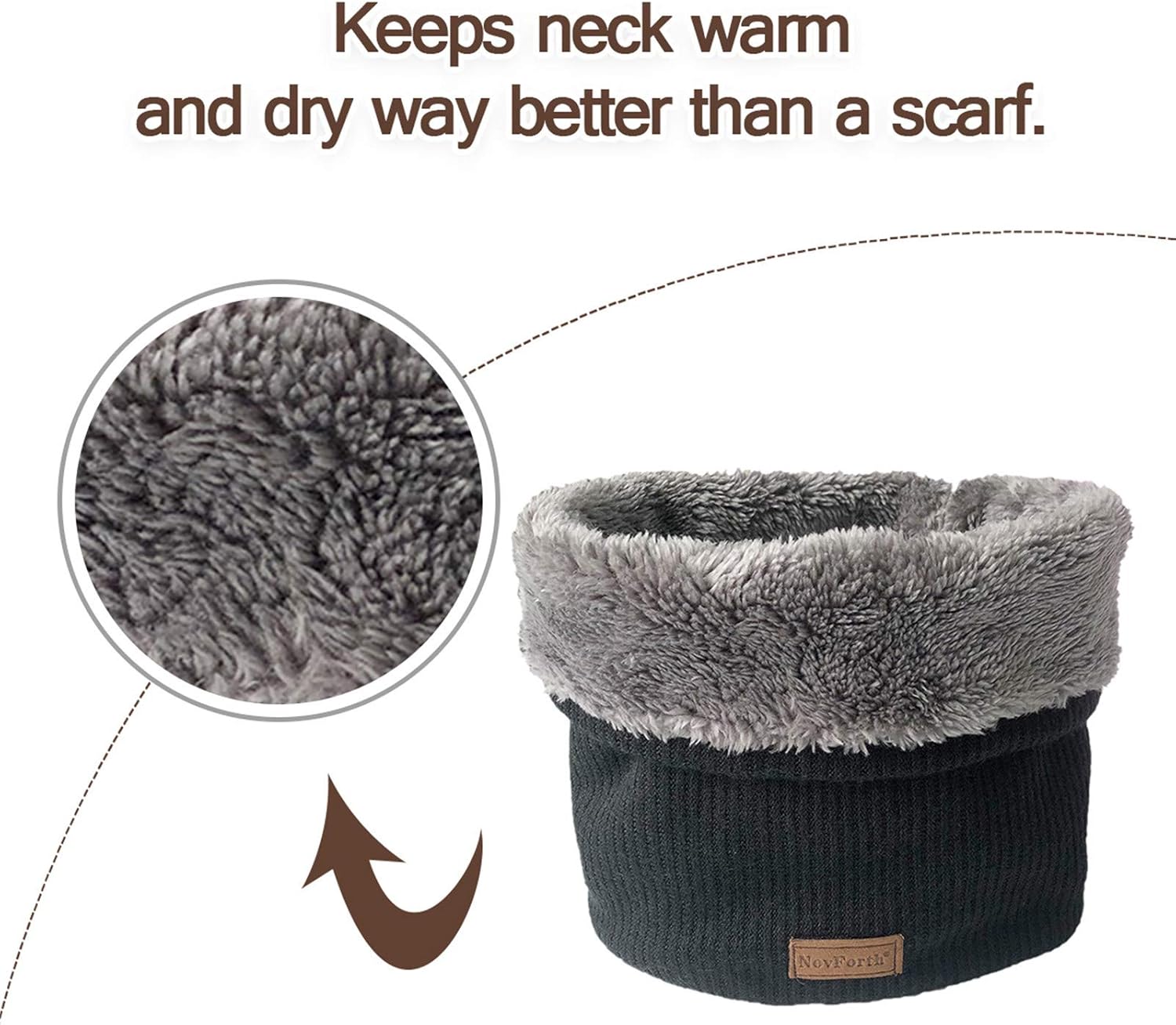 NovForth Winter Neck Warmer Fleece Lined Infinity Scarf Thicken Windproof and Dust Skiing Circle for mens women Double-Layer Fleece Lining Knit - Image 7