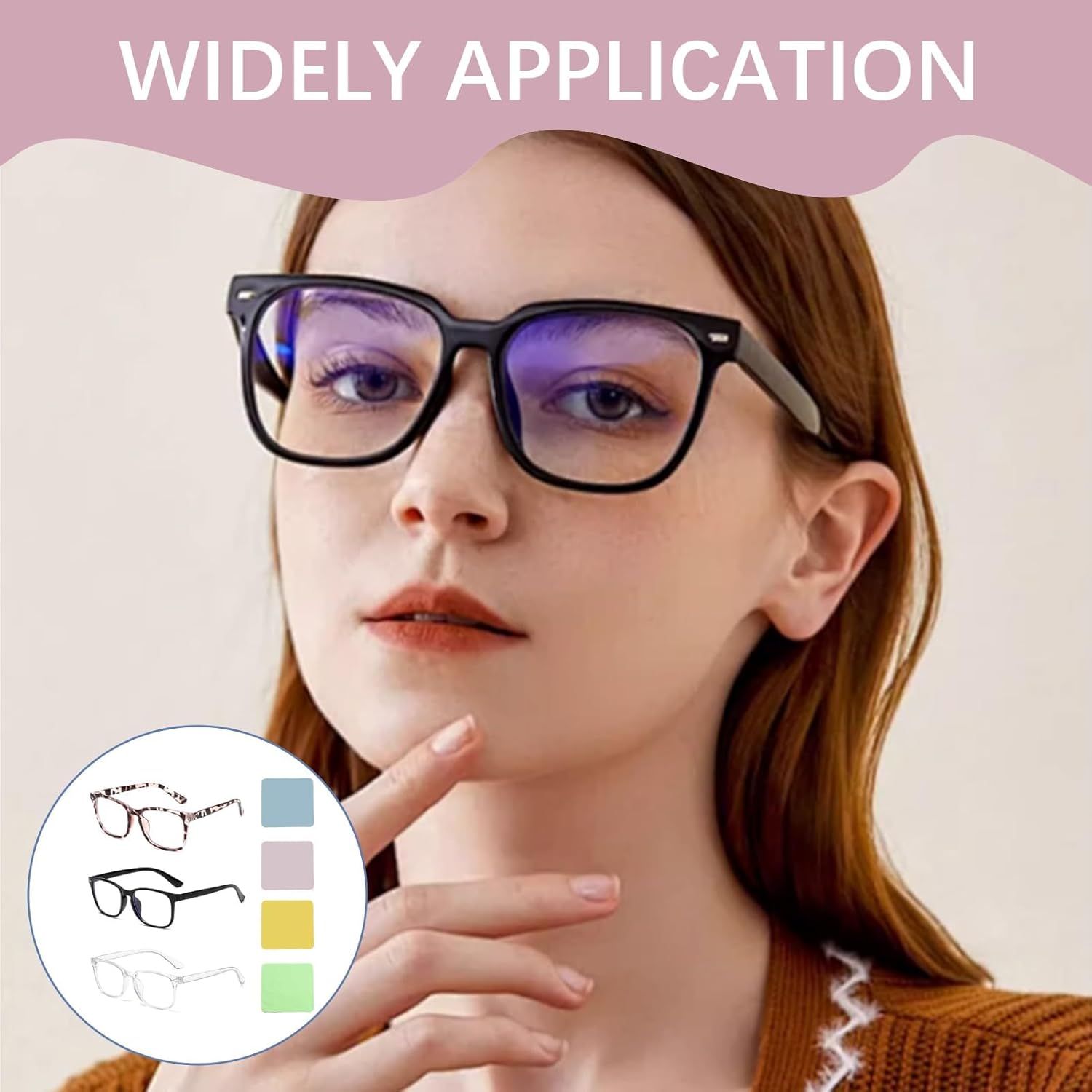 3PCS Blue Light Blocking Glasses, Anti Blue Light Gaming Glasses Anti Eyestrain and UV Glare Glasses Computer Screen Filter Glasses Fashion Fake Eyeglasses with 4PCS Microfiber Glasses Cloth - Image 6