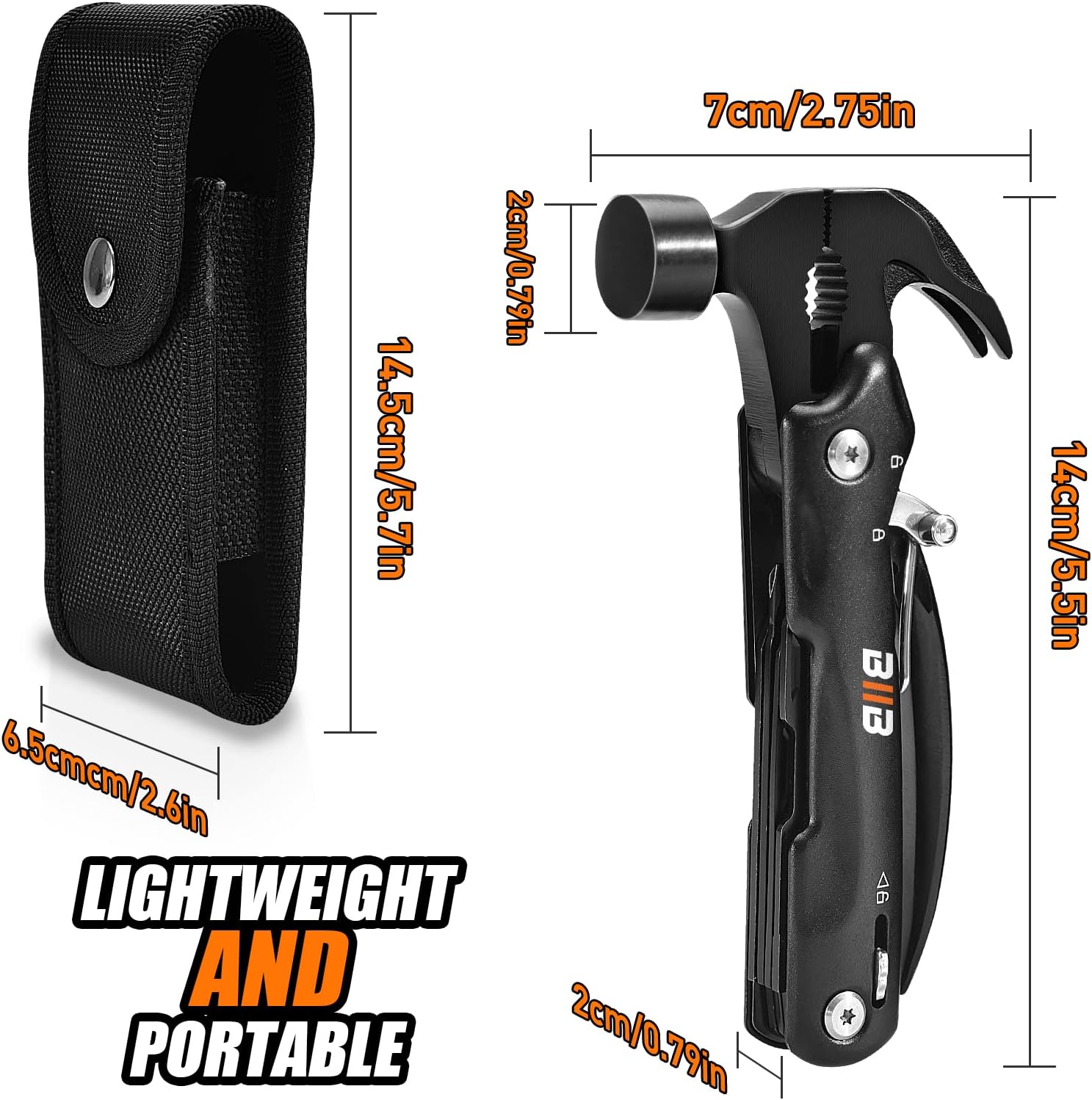 BIIB Gifts for Men, Valentines Gifts for Him, Multi Tool Mens Gifts for Dad, Birthday Gifts Camping Accessories for Dad Gifts, Hand Tools 12 in 1 Camping Essentials, Valentines Gifts Gadgets Multitool - Image 2