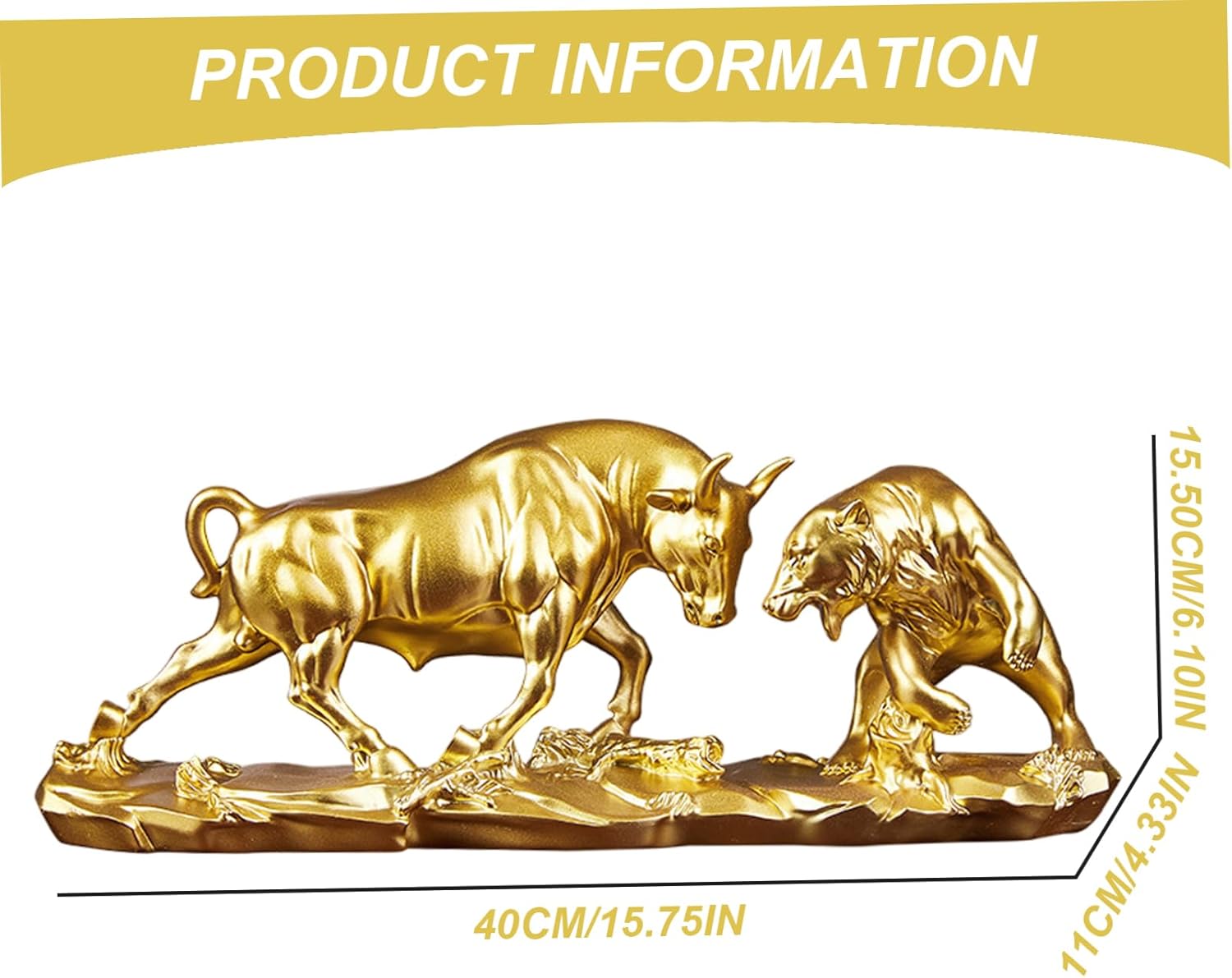 Gold Bull Statue for Finance Office, Wall Street Bull for Stock Market Gifts & Forex Accessories, Symbol of Wealth and Prosperity, Perfect for Investors and Traders - Image 6