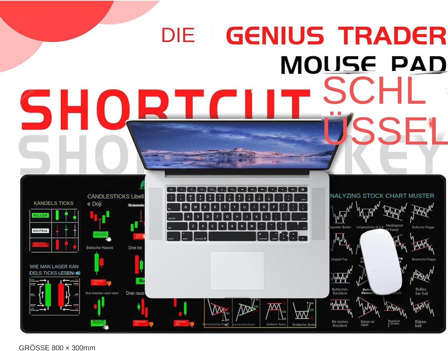 Börsenmarkets Mousse Pad - Suitable 30 x 80 x 0.2 cm Stock Market Computer Pad | Trader Trading Mousse Pad, Large Creative Desk Mat, Day Trading Desk Mat, Financial Keyboard Mat for Traders, Fi - Image 5