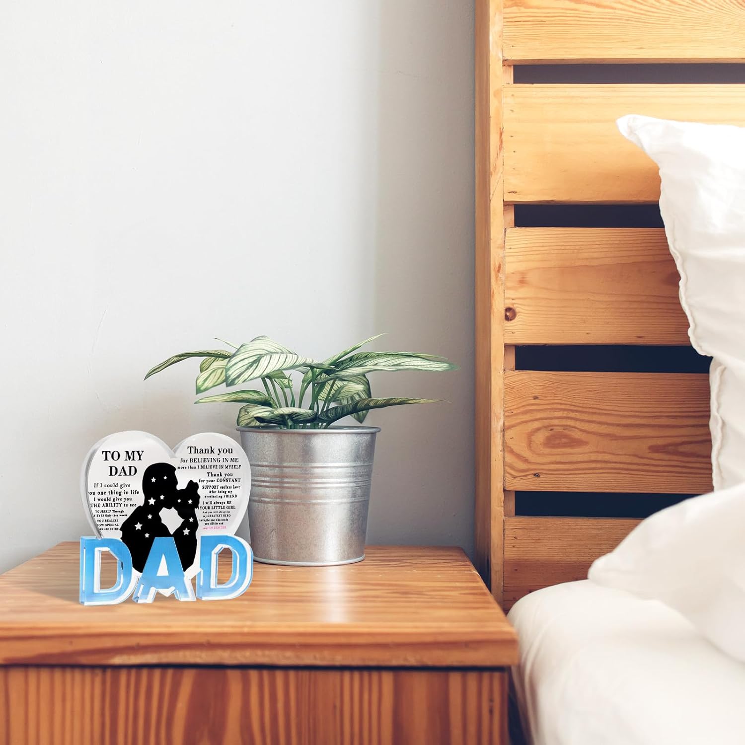 Dad Gifts - Acrylic Heart With Base Ornaments, Dad Birthday Gifts, Fathers Day Desktop Decoration with Warm Words from Daughter, Gift for Christmas, Father-Daughter Style - Image 6