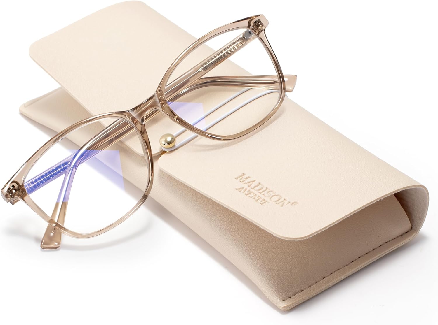 Madison Avenue Blue Light Blocking Glasses Anti Eyestrain UV Glare Blue Light Glasses for Women TV Phone Computer Gaming Eyeglasses(Coffee Brown)