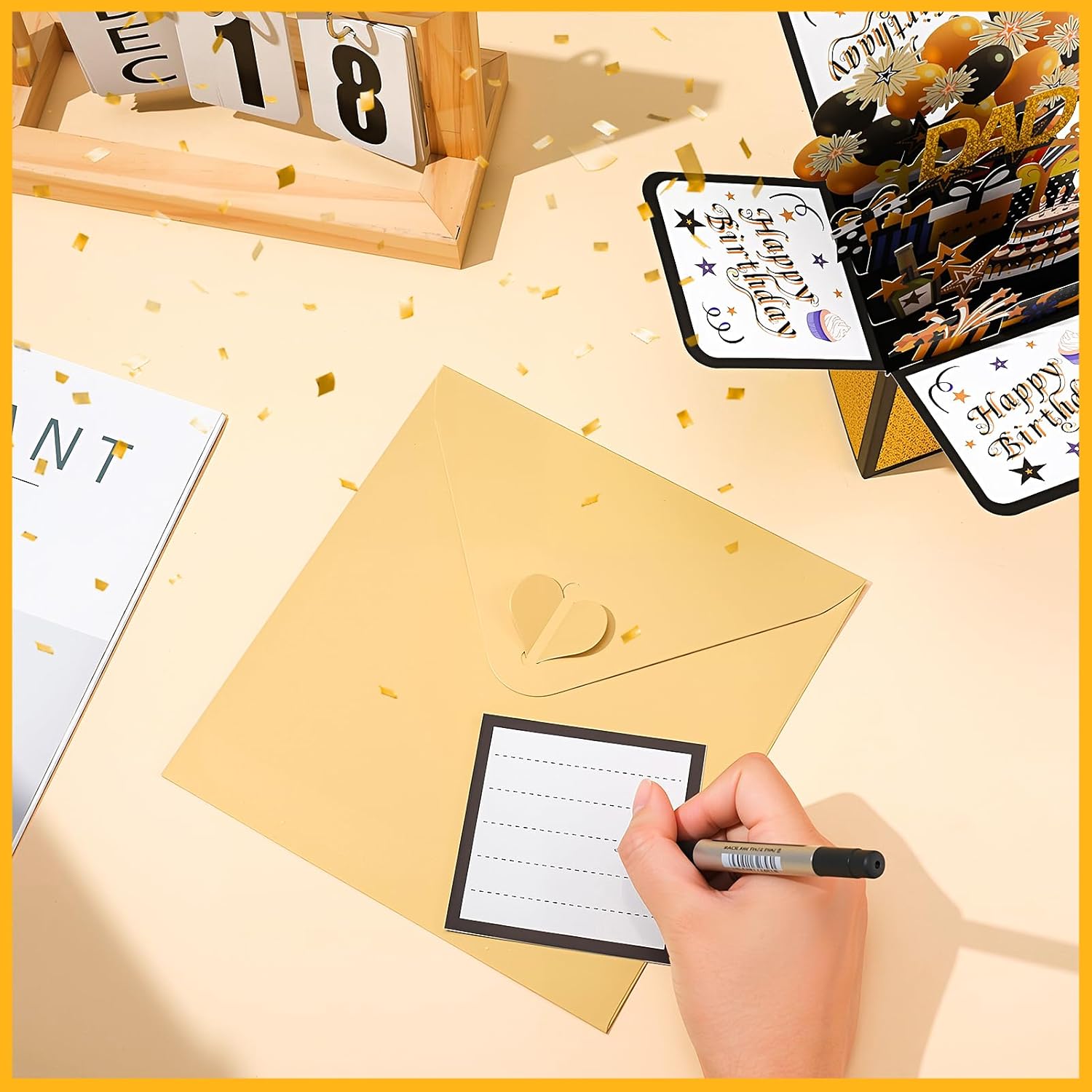 Happy Birthday Pop Up Card for Dad,3D Birthday Gift Box with Envelopes Colorful Balloon Fireworks Creative Gifts Ideas from Son Daughter for Male Dad Stepfather Godfather - Image 7