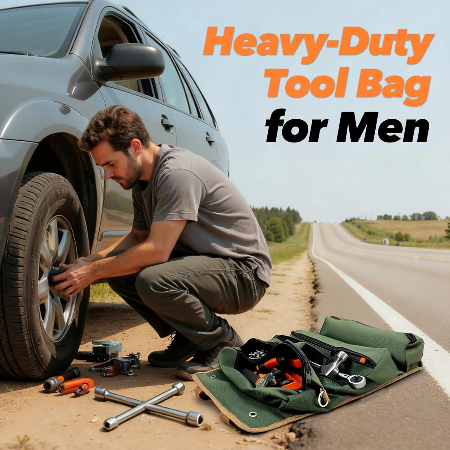 Hinshark Gifts for Men, Heavy Duty Roll Up Tool Bag, Valentines Gifts for Him, Mens Gifts for Dad Birthday Gadgets Tools Gifts for Men Who Have Everything, Mens Valentines Gifts, Father's Day Gifts - Image 7