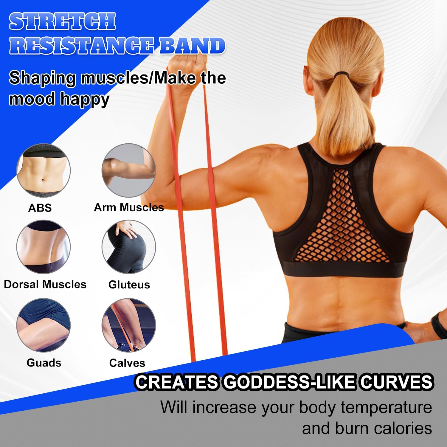 Resistance Bands Set for Men & Women - 4 Levels Exercise Band with Door Anchor, Pull Up Bands for Strength Training, Stretching, Powerlifting, Home Workouts, and CrossFit - Image 4