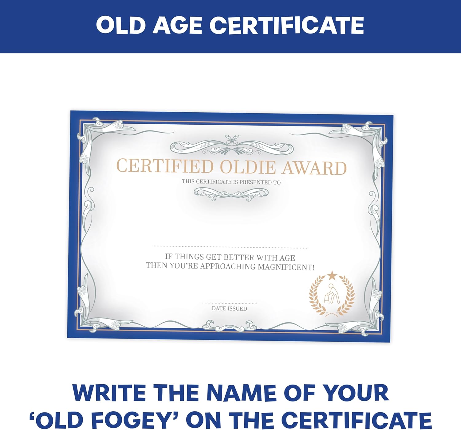 OLD AGE JOKE | Inflatable Zimmer Frame, walking stick | Joke Pill Boxes | Old Age Certificate | Retirement gift, 40th,50th, 60th, 70th Birthday, grandma fancy dress, hen, gag, novelty, secret Santa - Image 7