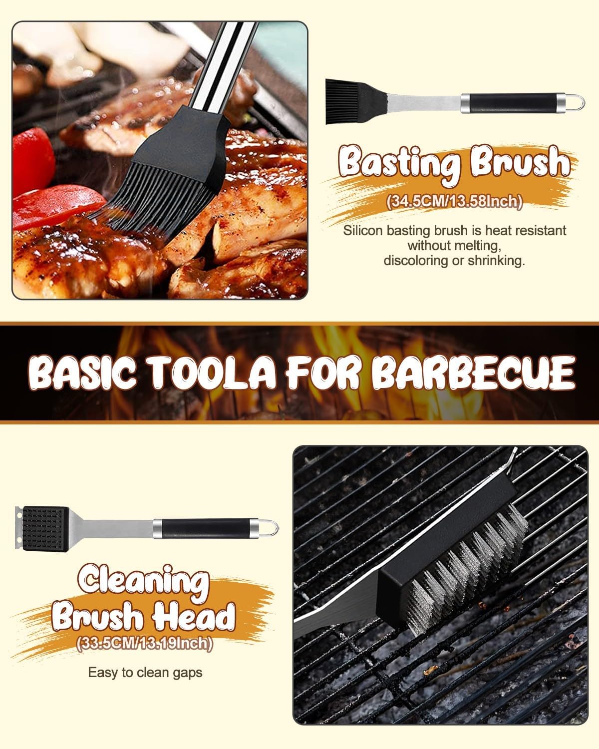 11pcs BBQ Grill Tool Set, Premium Stainless Steel BBQ Tools Set with Tools bag, Barbecue Tool Sets for Men Dad Gift, BBQ Gifts for Men, Travel, Outdoor, Camping, Backyard Barbecue - Image 5