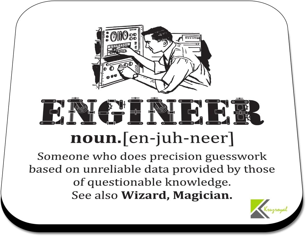Engineer Definition Coaster | Funny Engineering Gift for Men Dad Colleagues | Wooden MDF Desk Accessory | Graduation Leaving Present