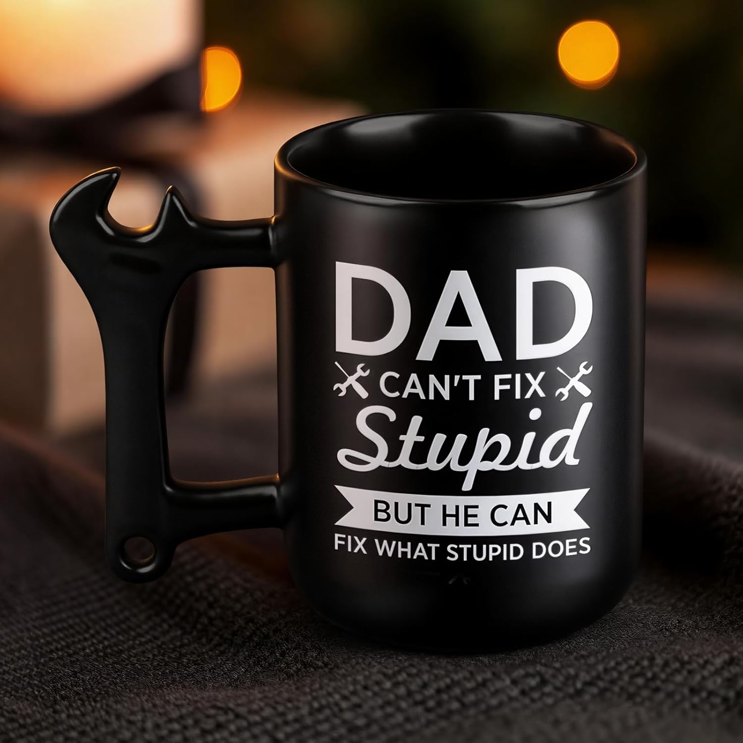 Dad Birthday Gifts from Daughter and Son, Funny Ceramic Coffee Mug with Wrench Spanner Handle, Fathers Day Christmas Day Gift Ideas for Dad Men Stepfather - Image 4