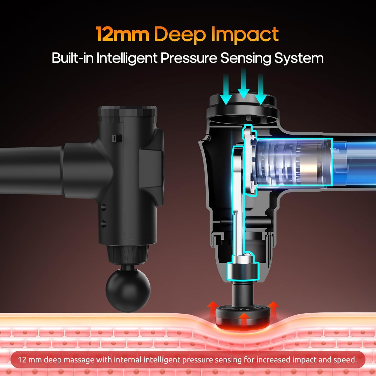 AERLANG Massage Gun with Heat, Massager Deep Tissue Heat Muscle Massager Gun, Powerful Massage Gun for Home Office Workout Muscle Pain Relief with Suitcase Birthday Gift Ideas for Mom Dad Men Women - Image 5