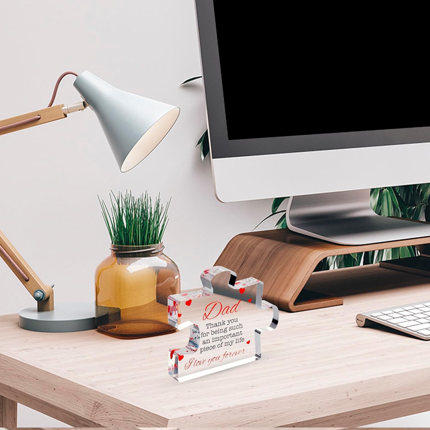 Fathers Day Gifts from Daughter, Son - Engraved Acrylic Block Puzzle Fathers Day Present 3.35 x 2.76 inch - Cool Dad Presents from Daughter, Son, Mom - Heartwarming Men Birthday Gift, Ideas - Image 5