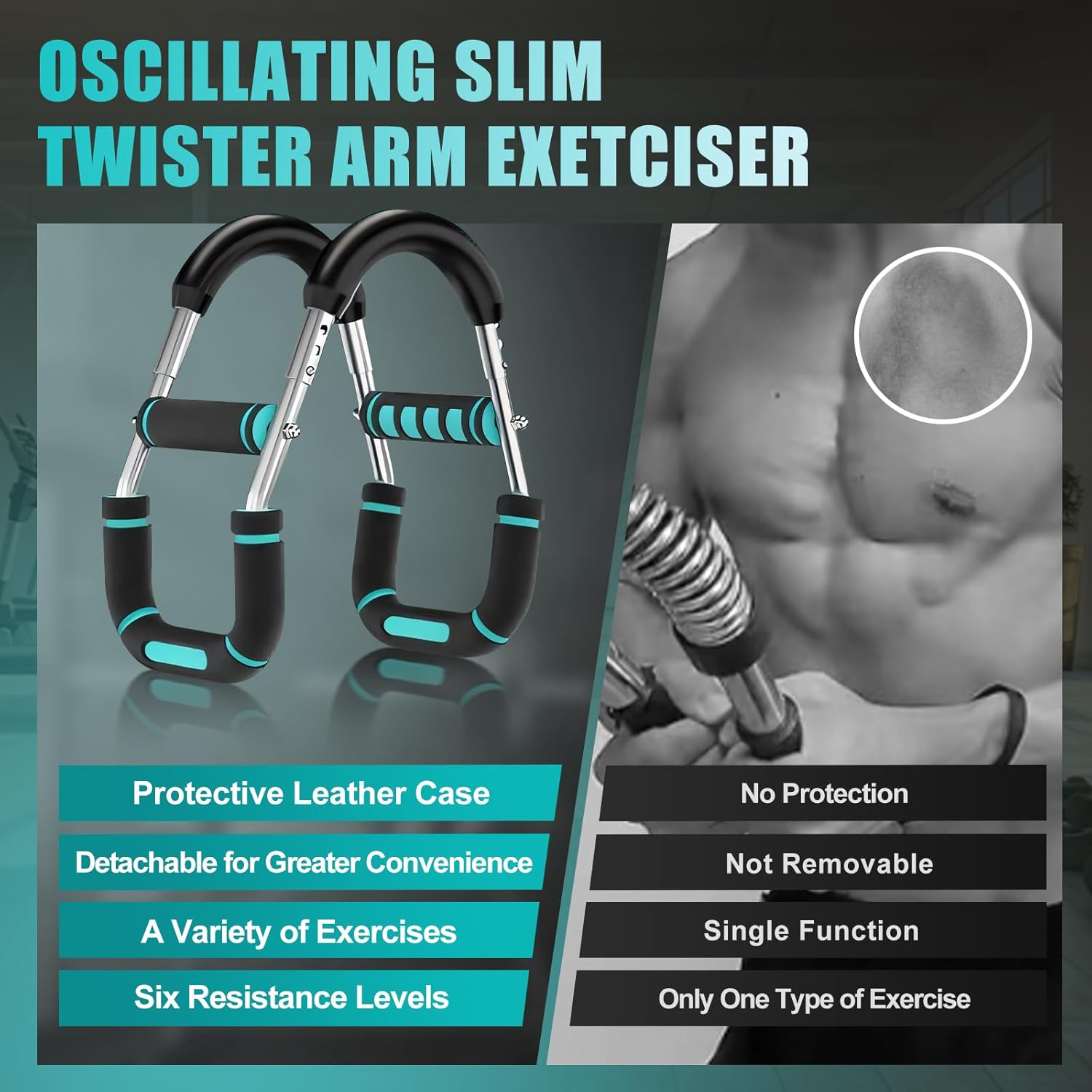 Twister Arm Trainer Adjustable 6 Resistance Levels Twister Arm Chest Exerciser for Men & Women with 4 Springs, Portable Body Workout Equipment, Detachable Design Home Anywhere - Image 3