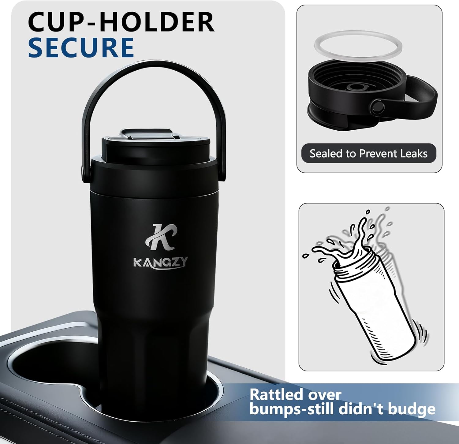 Coffee Cup Travel Mug 600ml – Stainless Steel Insulated Water Bottle, 2-in-1 Lid, Vacuum Thermal Cup, Leak-Proof Design, Keeps Drinks Hot 8H+ / Cold 24H – Work, Travel & Car (Jet Black) - Image 6