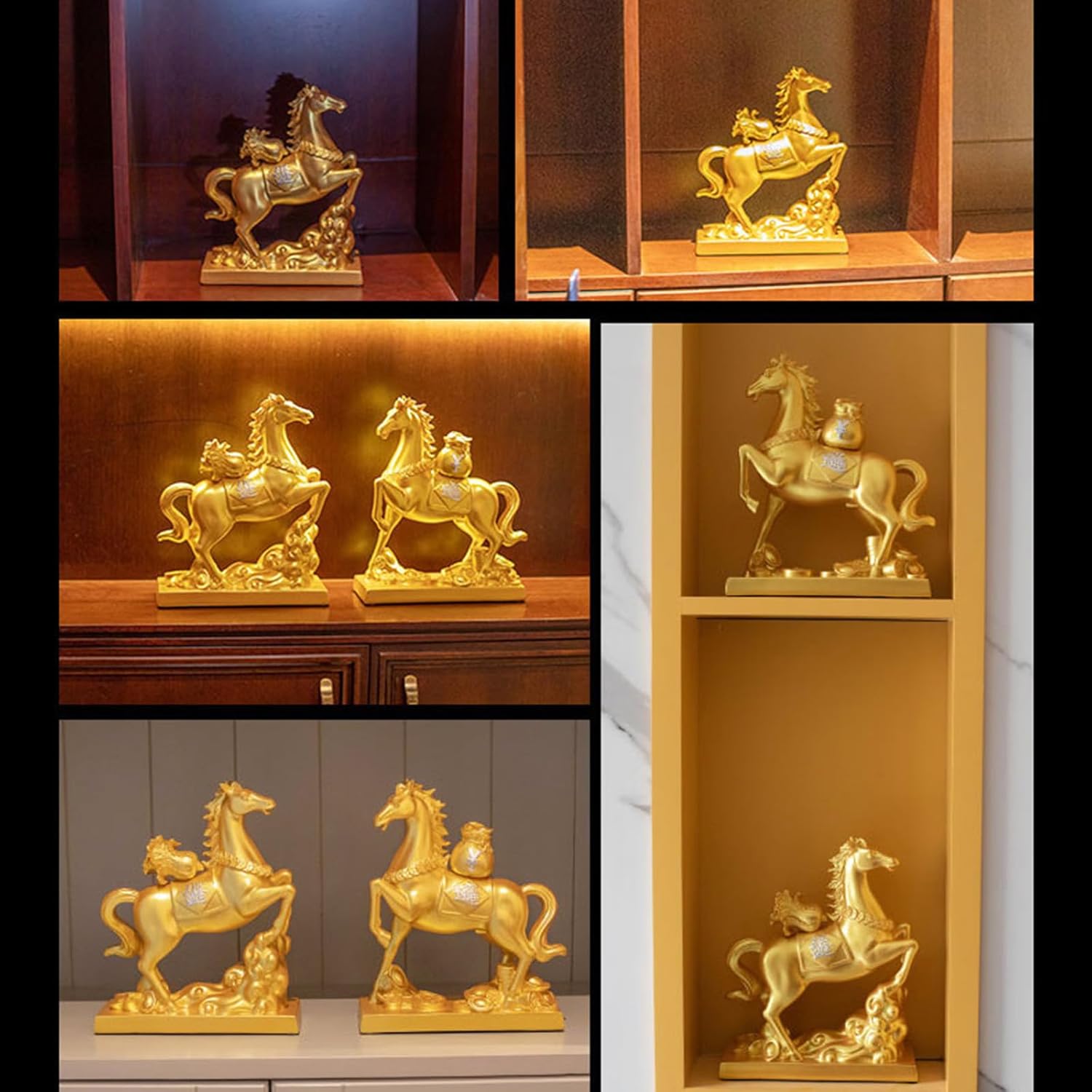 Horse Figures & Decorative Stock Exchange Statues Home Decor Accents Bull Ornaments for Living Room, Bedroom, Wine Cabinet (D) - Image 4