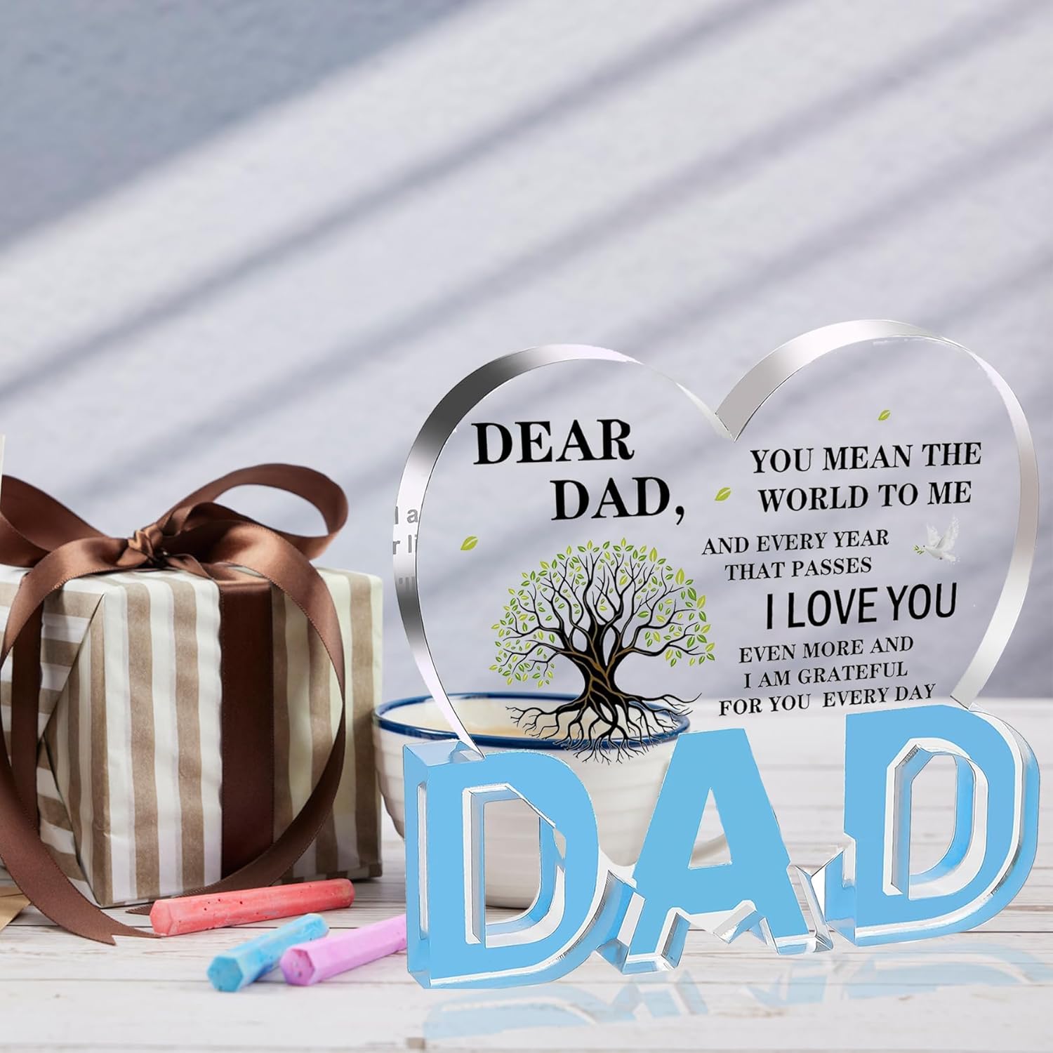 Gifts for Dad, Dad Christmas Gifts - Acrylic Heart Dad Plaque 3.9 × 3.7 × 0.4inch, Christmas Gifts for Dad from Daughter, Son, Dad Birthday Gifts, Fathers Day, Birthday, Stepfather, Best Dad Gifts - Image 2
