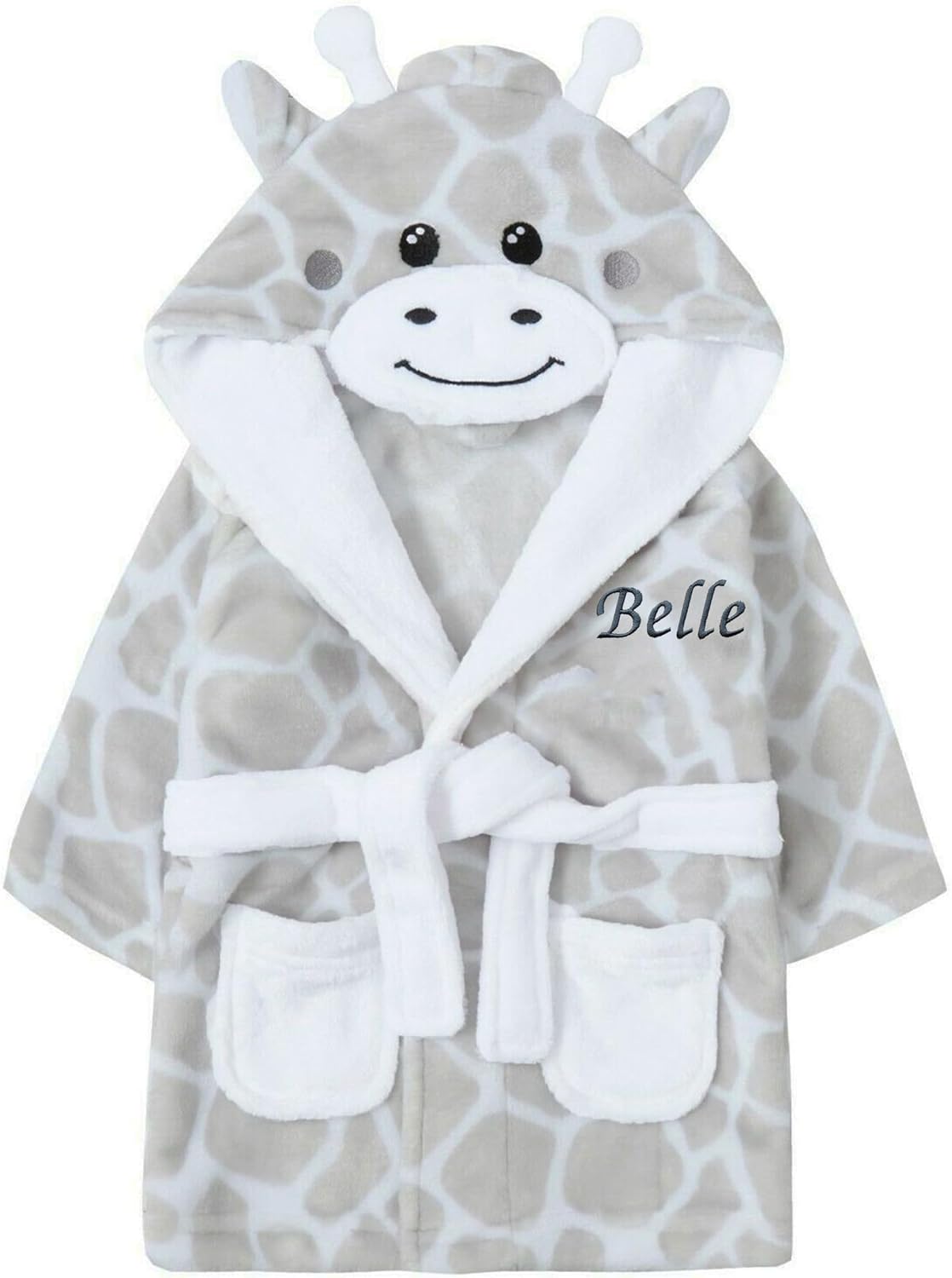 Personalised Animal Dressing Gown Robe Baby Girl Boy Hooded Bathrobe