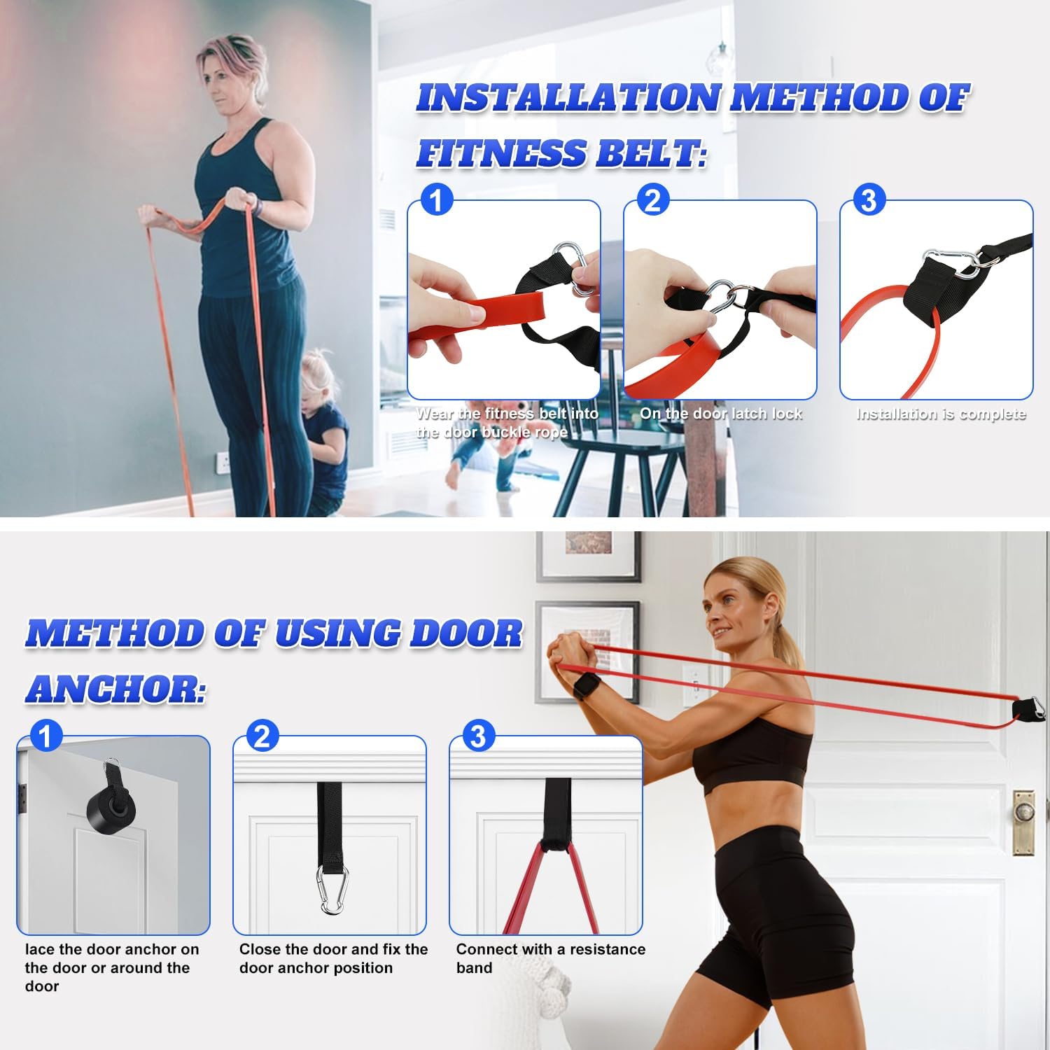Resistance Bands Set for Men & Women - 4 Levels Exercise Band with Door Anchor, Pull Up Bands for Strength Training, Stretching, Powerlifting, Home Workouts, and CrossFit - Image 6