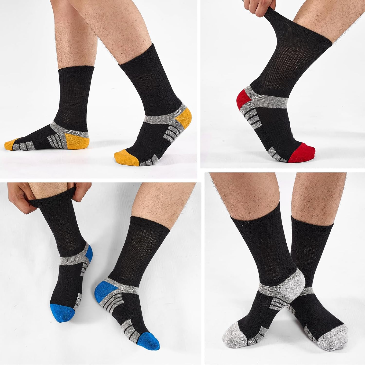 Mens Bamboo Socks, Wicking Breathable Cushioned Sports Socks for Hiking Walking Athletics Working Running Trekking Cycling, Men Women, Outdoor Anti Blister Crew Seamless Sock Gifts 6 Pairs - Image 2