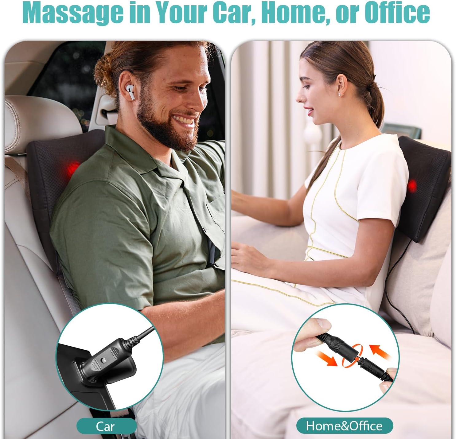 WOQQW Back Massager Neck massage Pillow with Heat - Shiatsu Back massager Present, Gifts for Women / Men / Mom / Dad - Deep Kneading Massage for Shoulder, Waist, Leg, Foot and Muscle - Image 7