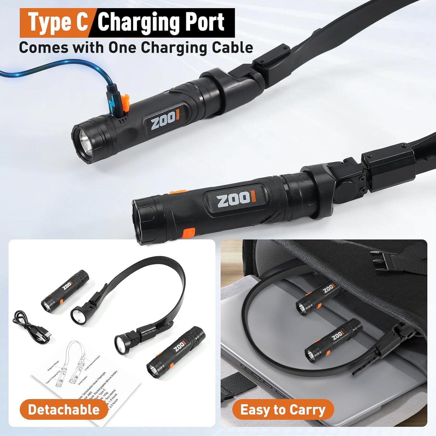 ZOOI Gifts for Men, Reading Neck Light with Magnetic Removable Lamp, Valentines Gifts for Him Multi Tool Gadgets for Men, Mens Gifts for Dad Birthday Presents for Dad Neck Lights for Reading at Night - Image 6