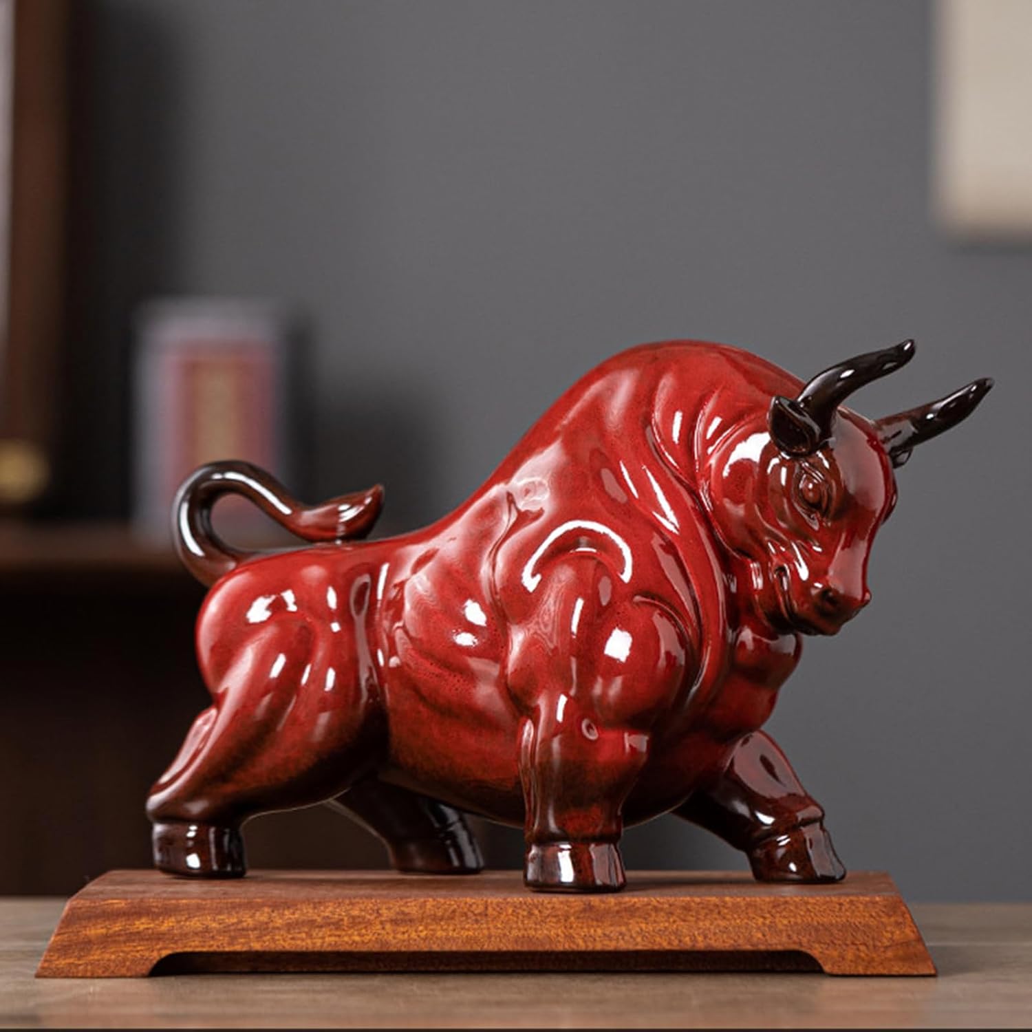Wall Street Ceramic Bull Figurine - Wall Street Bull Statue - for Home Décor Stock Market (B) - Image 5