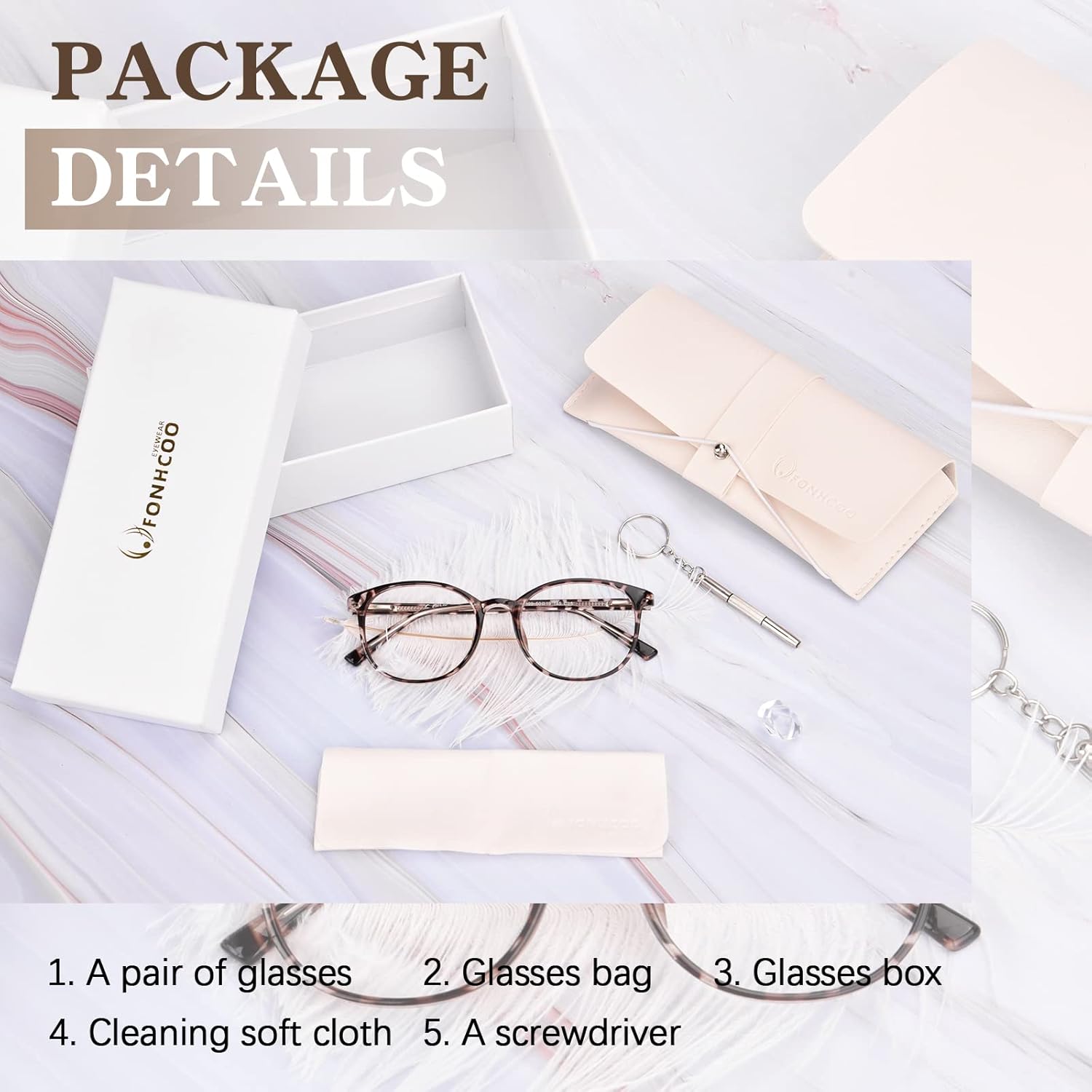 FONHCOO Blue Light Blocking Glasses Women Men Computer Eyeglasses,TR90 Fashion Round Transparent Anti Blue Light Glasses with Anti Eyestrain & UV Glare for Gaming & Reading - Image 7