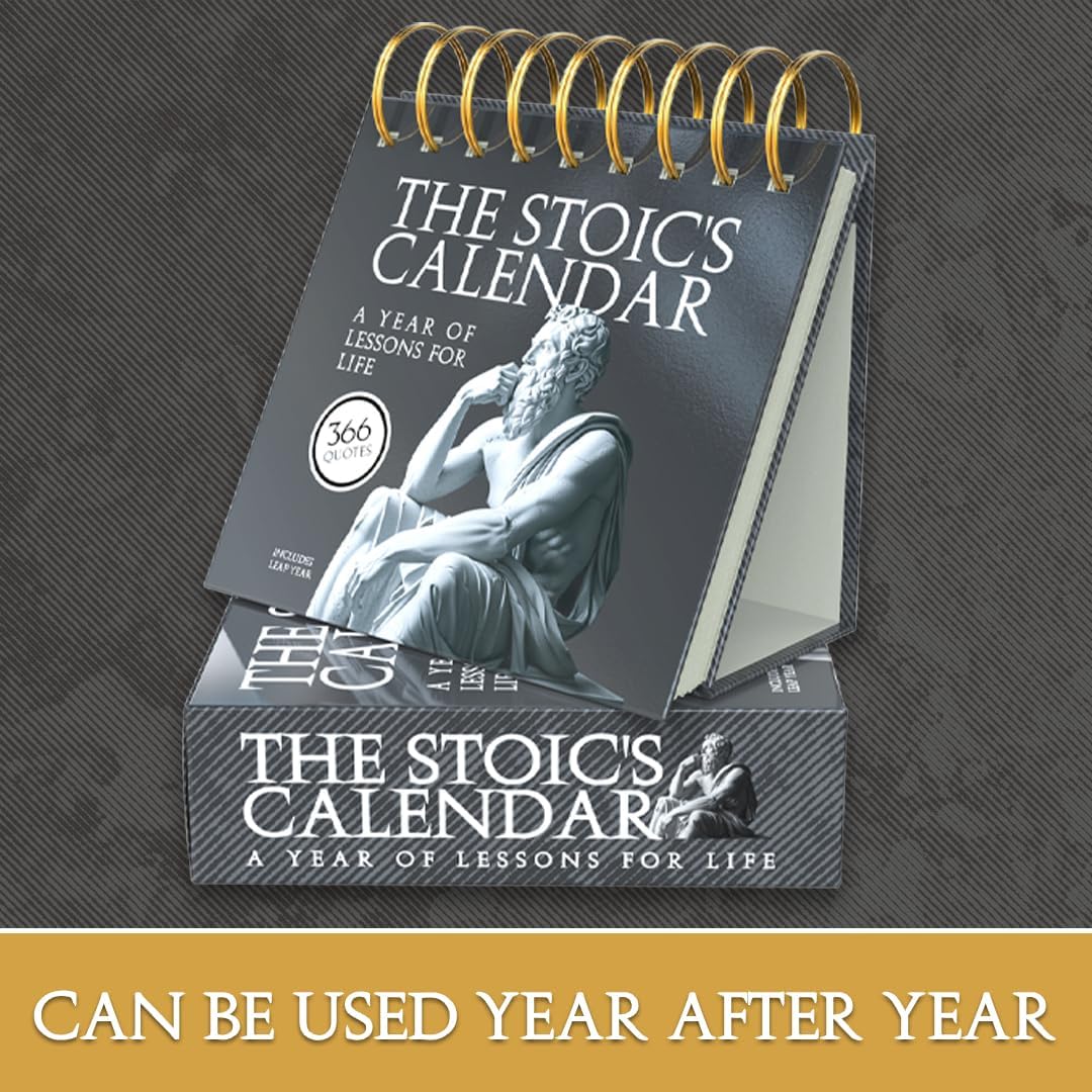 Daily Stoic Calendar – 365 Day Flip Perpeptual Calendar with Ancient Wisdom and Philosophy Quotes UK Dates Gift Box & Stand Use Year After Year - Image 4