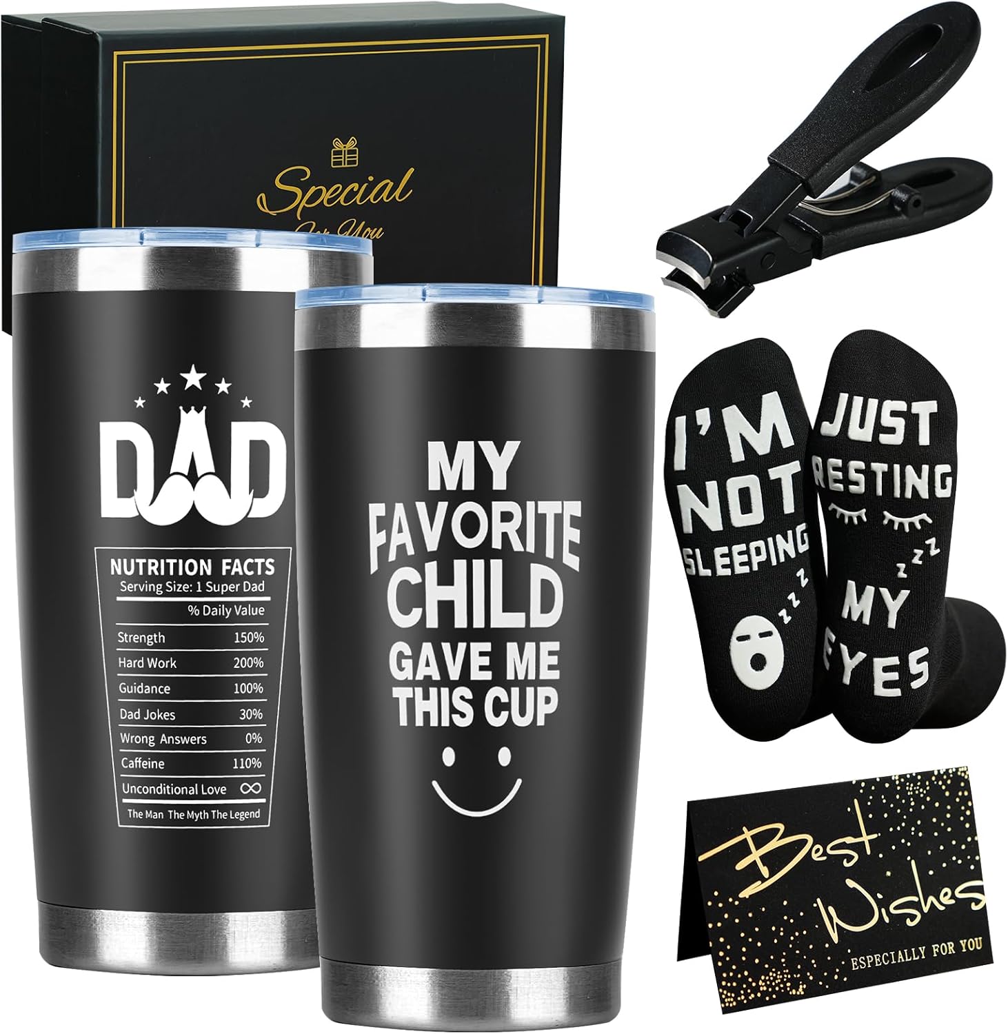 TOONGEEN Dad Gifts from Daughter Son, Birthday Gifts for Dads, Fathers Day Gift Christmas Ideas for Dad, Personalised 20oz Insulated Drinking Cup Presents Set for Daddy
