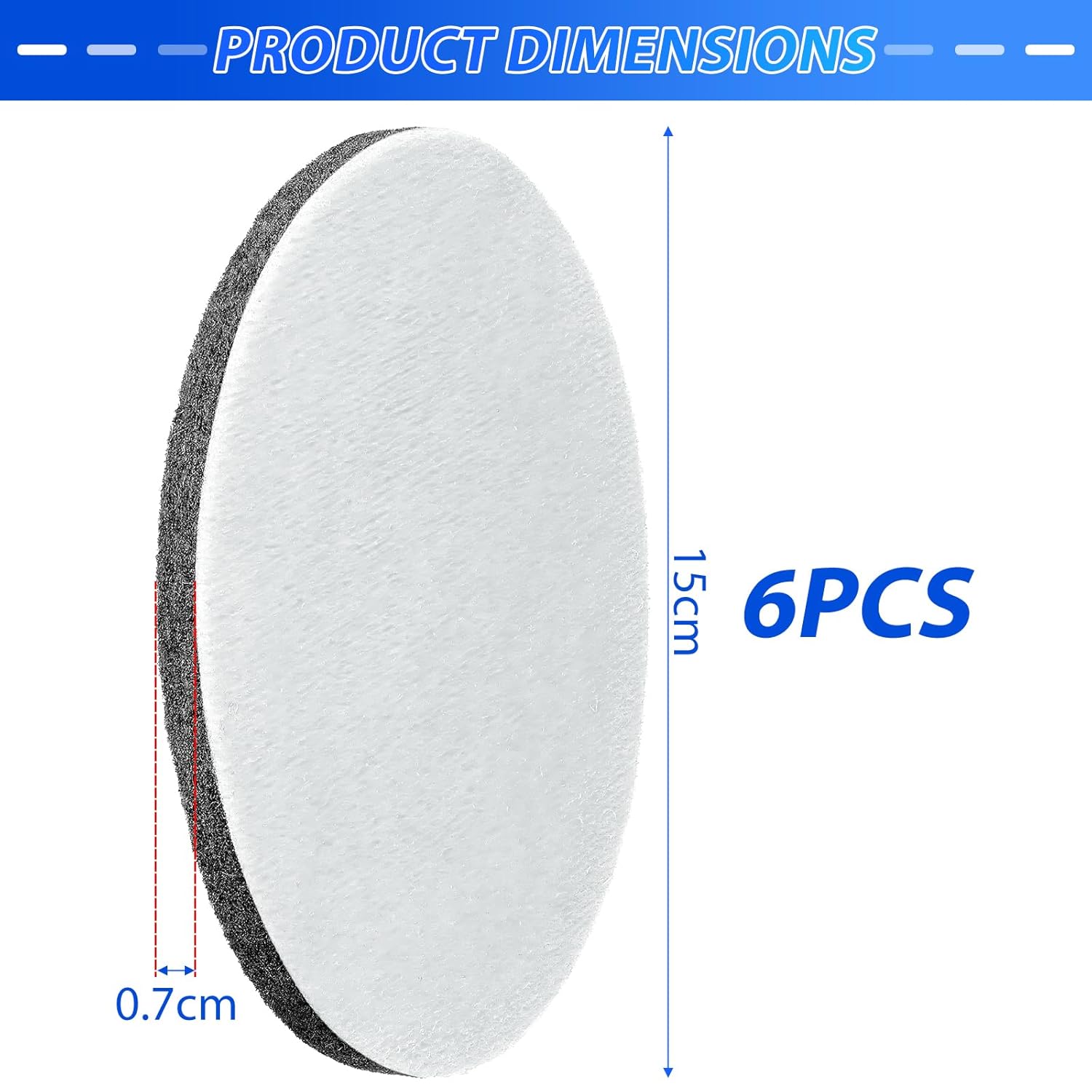 6 pieces polishing felt 150 mm disc for Bosch orbital sander polishing pad glass car 150 mm Velcro felt pad polishing cushion for wood marble metal bathtub Corian - Image 2