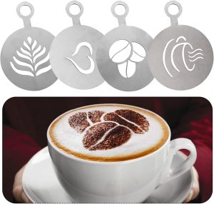 4 PCS Stainless Steel Coffee Stenci...