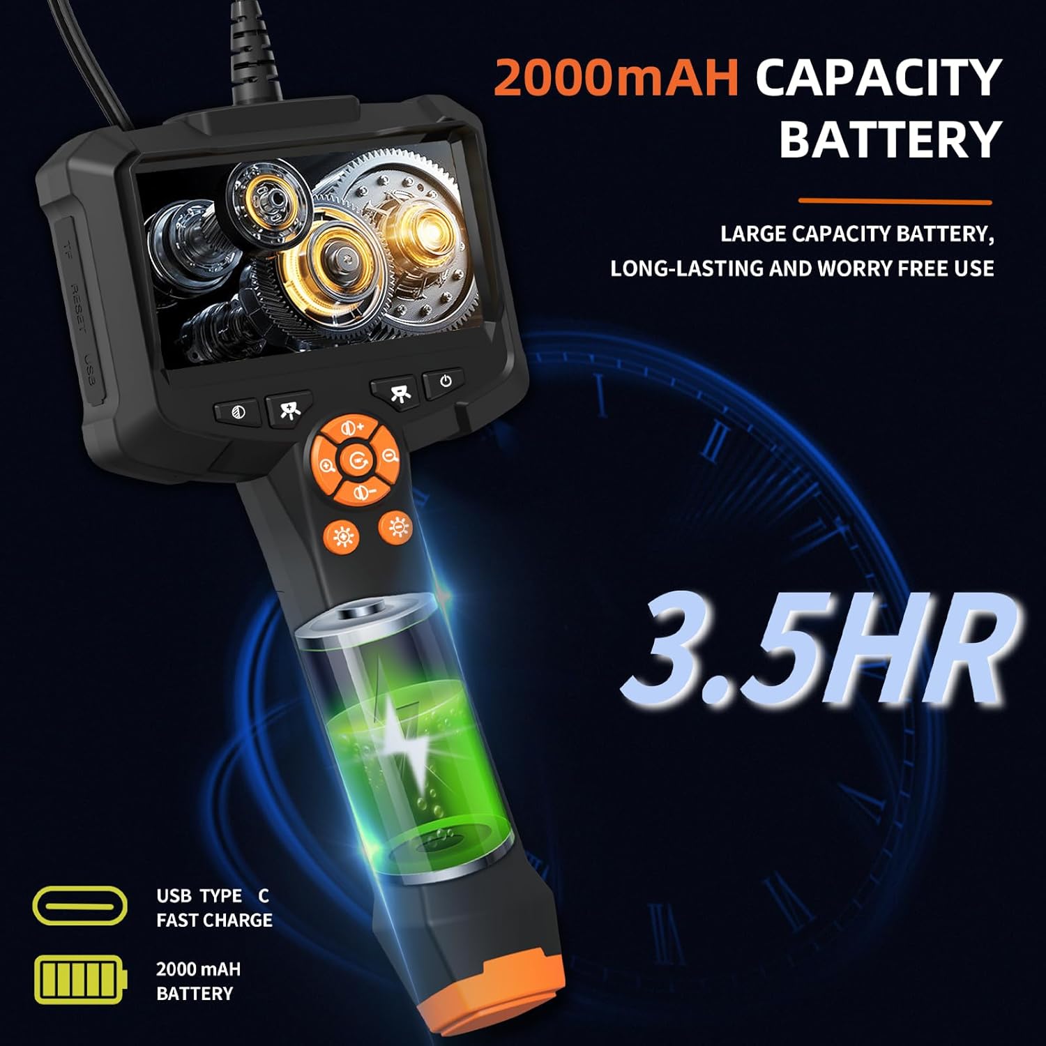 Daxiongmao Borescope, Endoscope Camera with Light, IP67 Waterproof Endoscope, 1080P HD Inspection Camera, Borescope Camera with Light, 16.5 Ft Flexible Endoscope Camera, Gadgets for Men (4.3”) - Image 4