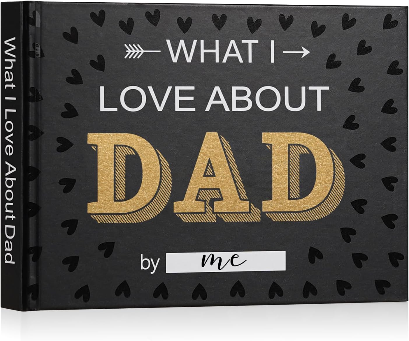 What I Love about Dad Book, Fill-in-the-Blank Love Journal Book for Dad Father's Day Birthday Christmas Gifts Stocking Stuffer for Father (Black)