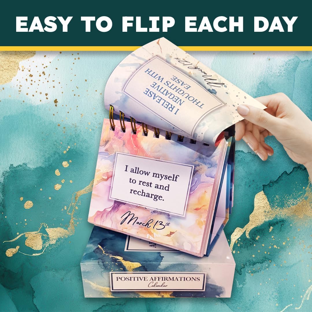 Desk Calendar 2026 Positive Affirmations – 366 Self-Care & Mindfulness Daily Peel-Off Quotes – Ideal Birthday Gift for Women & Mothers Day Present – With Stand & UK Dates - Image 2