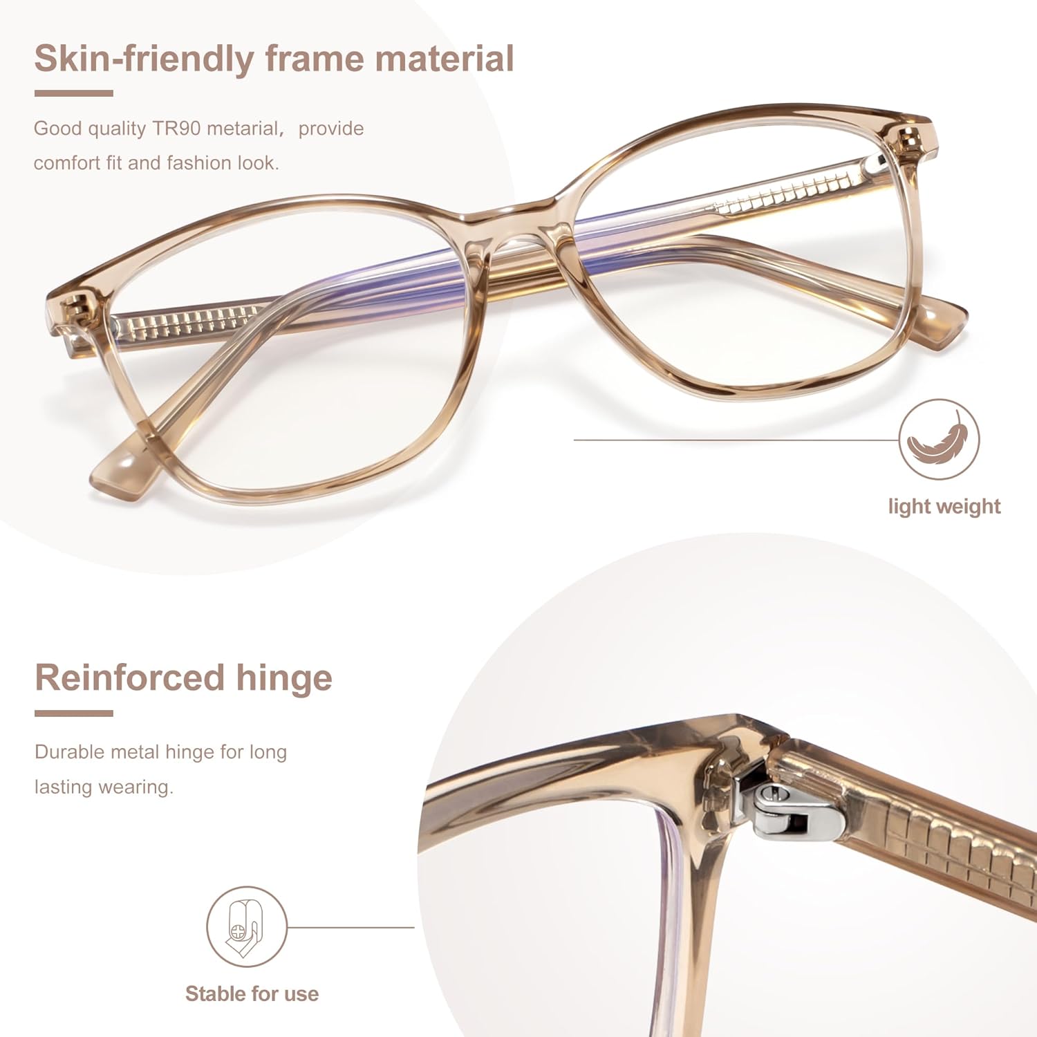 Madison Avenue Blue Light Blocking Glasses Anti Eyestrain UV Glare Blue Light Glasses for Women TV Phone Computer Gaming Eyeglasses(Coffee Brown) - Image 3