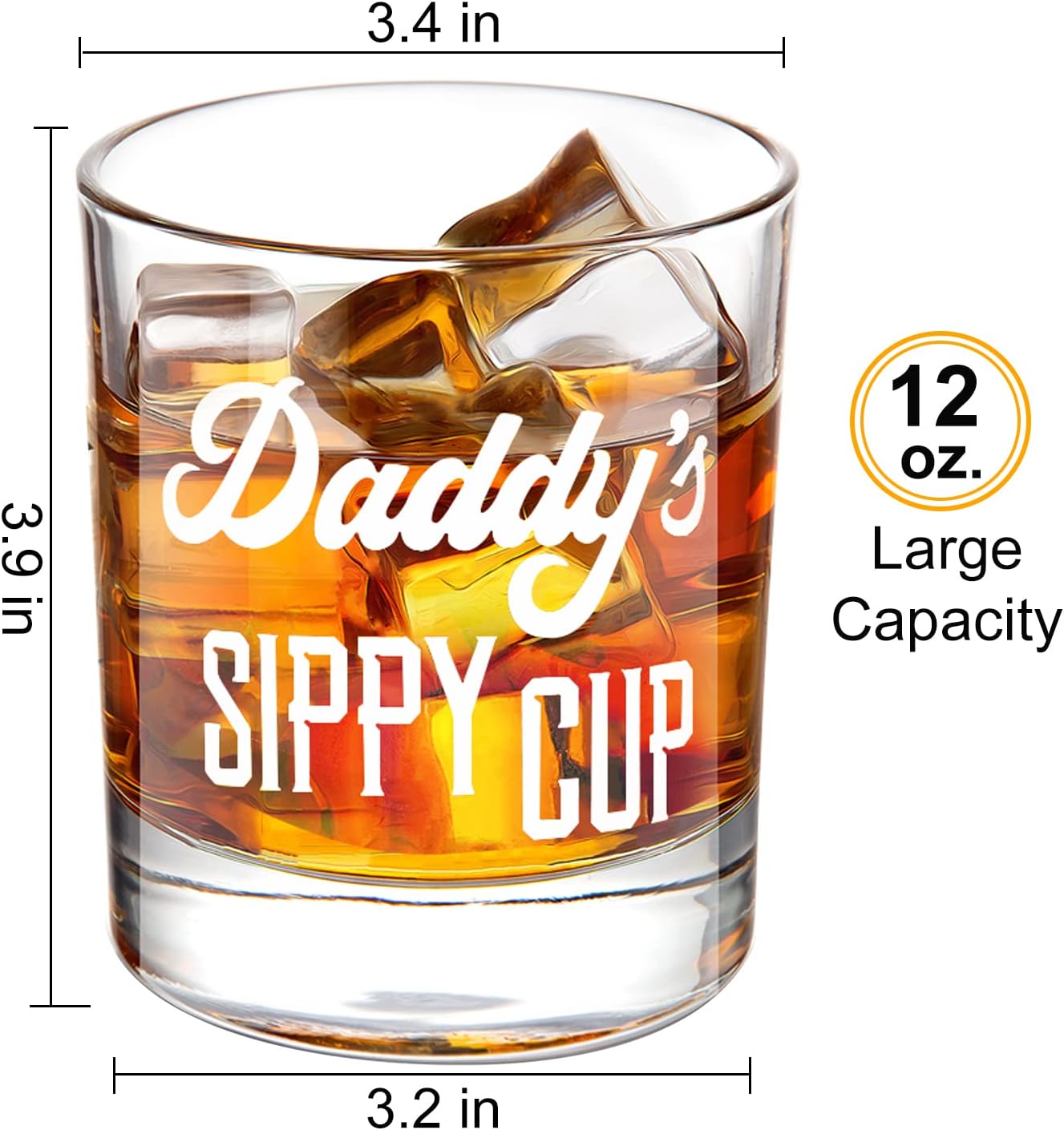 LIGHTEN LIFE Daddy's Sippy Cup Whiskey Glass 340ml,Unique Dad Gift in Valued Wooden Box,Funny Gag Gift for New Dad,Father from Das Daughter Kids for Father's Day,Birthday - Image 2