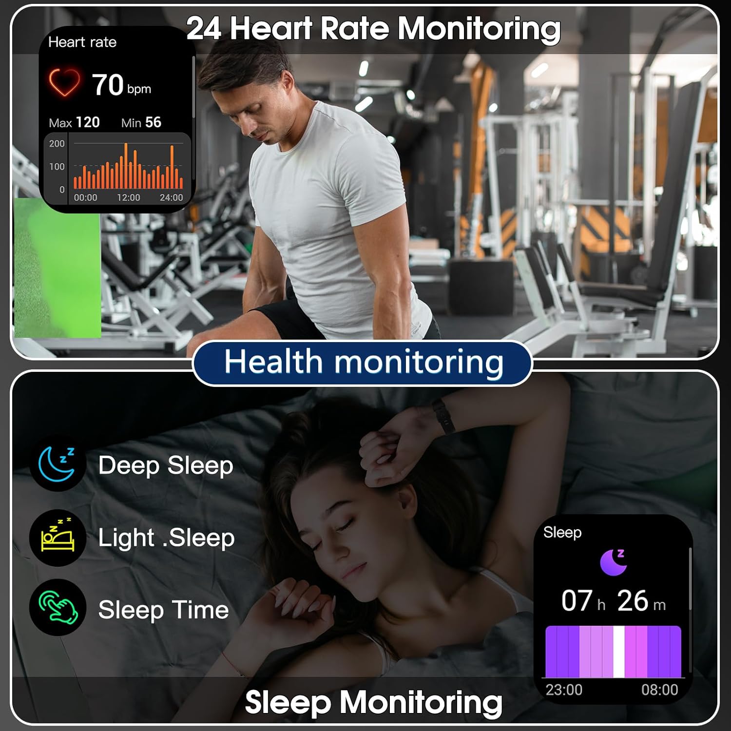 Smart Watch for Men Women Answer/Make Calls, 1.95" Fitness Watch with Hear Rate/Sleep Monitor, Fitness Tracker 110+ Sports Modes Activity Trackers IP68 Waterproof Smartwatch for iOS Android, Black - Image 5