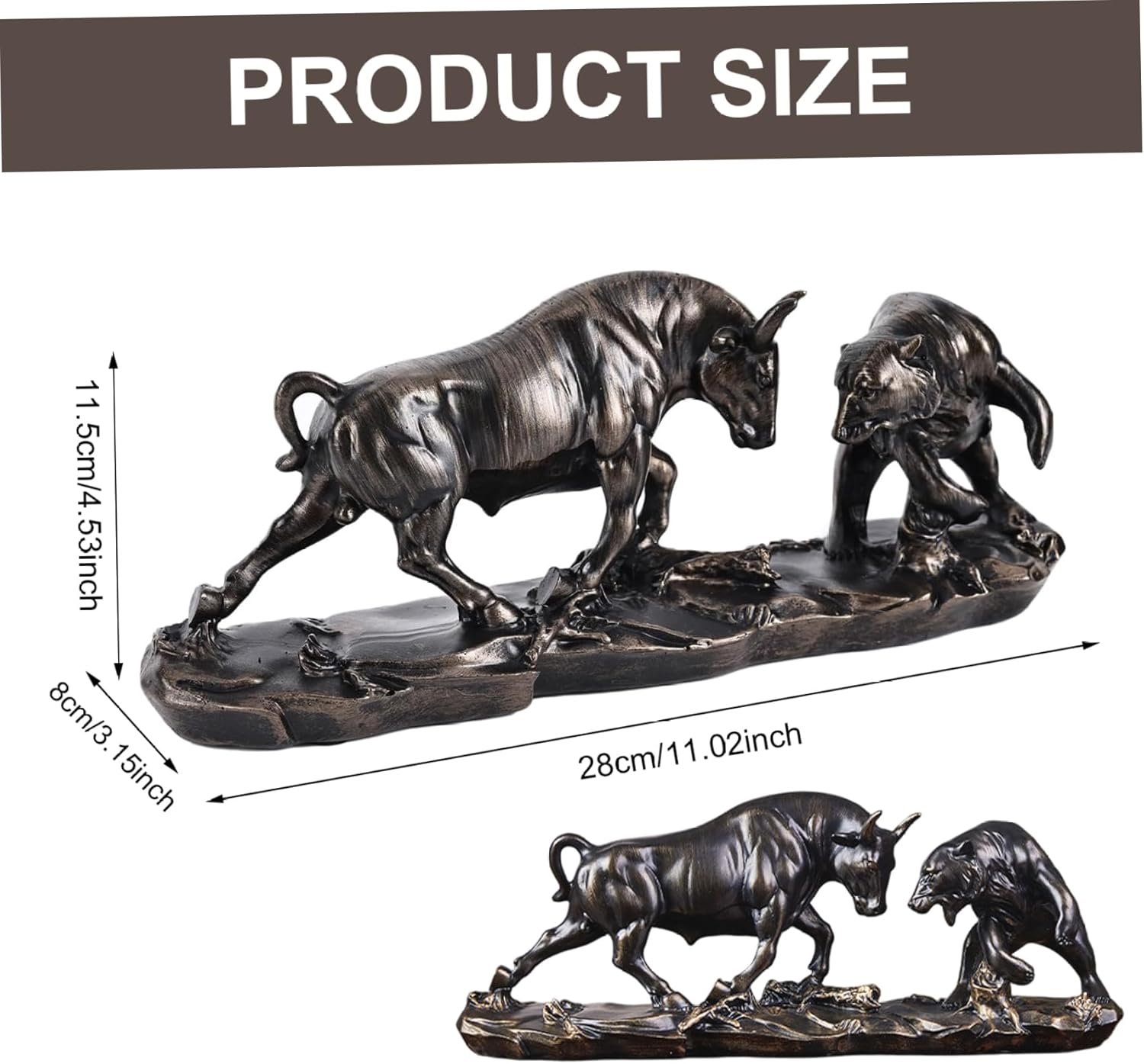 Bronze Wall Street Bull Statue - Finance Office Decor, Stock Market Gifts, Forex Trading Accessories, Inspirational Business Symbol for Investors & Traders - Image 2