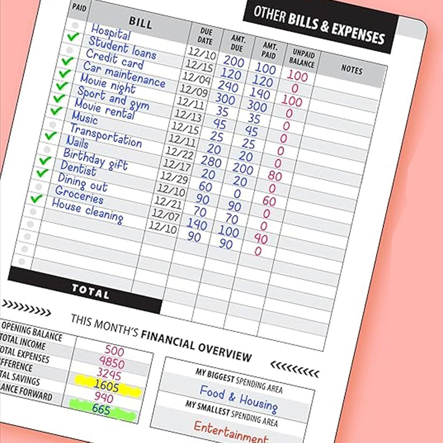 Bill Tracker Notebook,Monthly Budgeting Planner Family Financial Organizer Book - Bill Checklist Notebook For Easy Saving, Budgeting, Tracking - Image 7